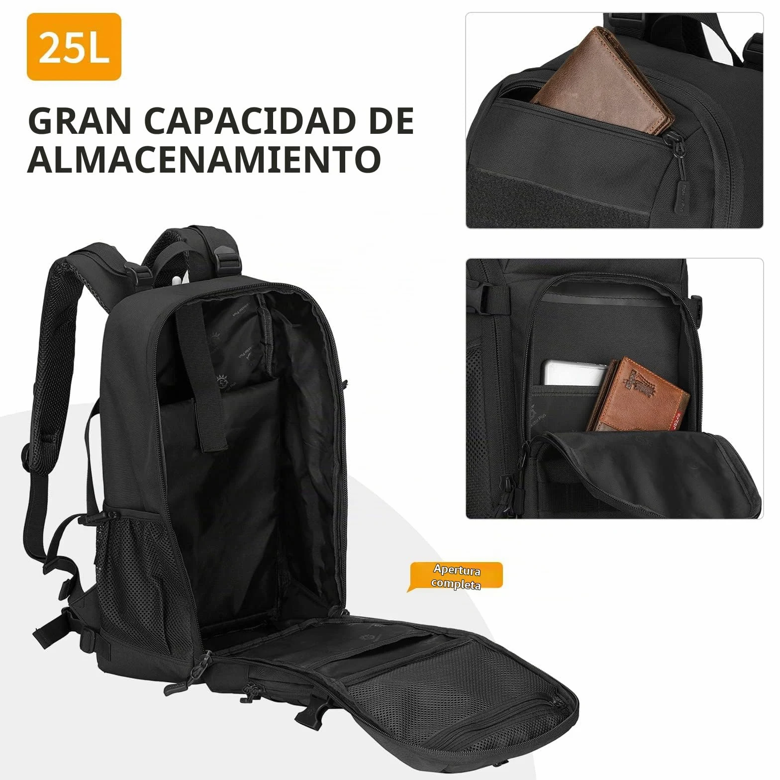 VINBAGGE Mochilas Camping,Mochila Senderismo Mochilas de Viaje Mochila Deporte Mochilas Tacticas Actividades al Aire Libre Acampar/Senderismo/Caza/Montañismo/Montar Bicicleta/30L-Negro