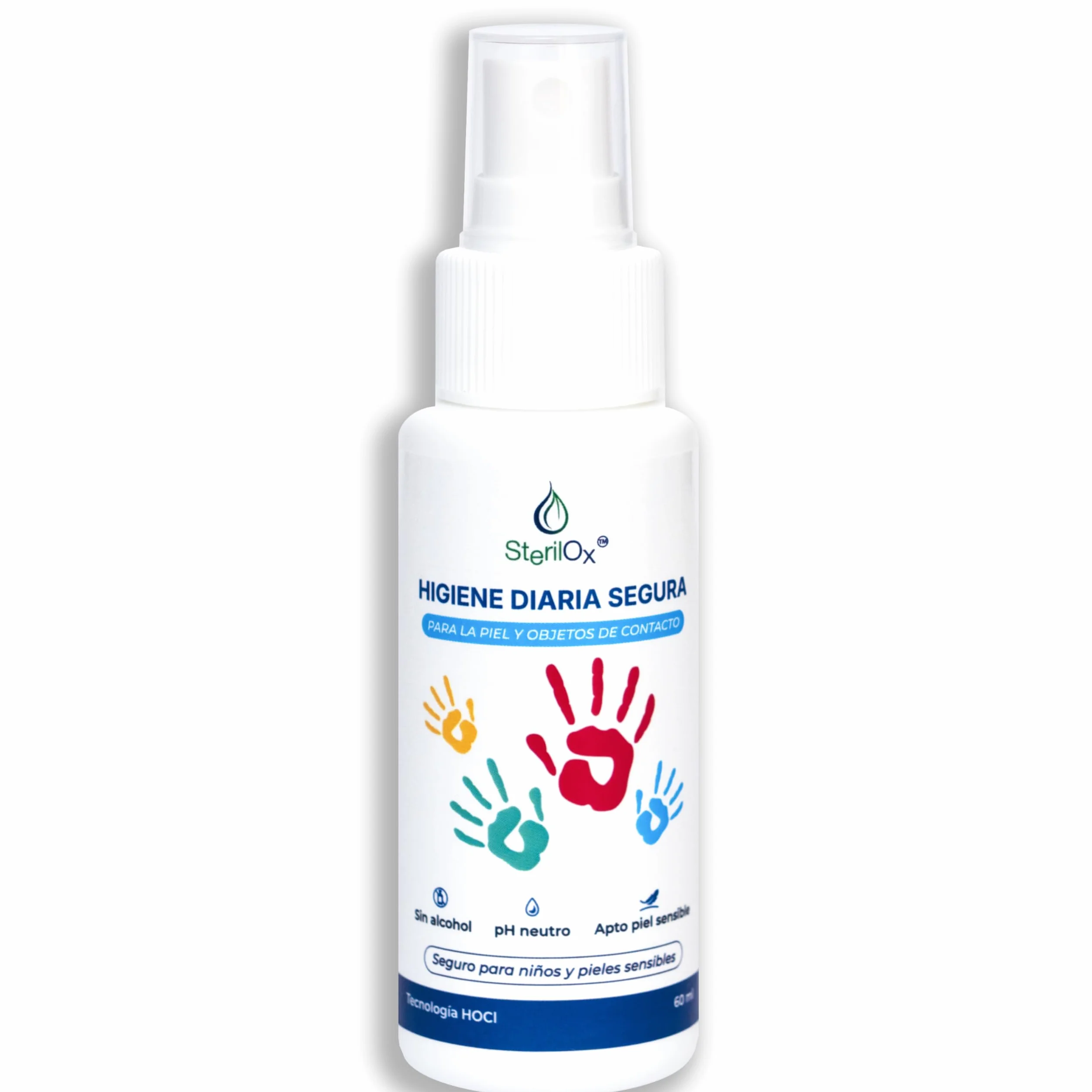 Spray Cosmético Antiseptico 60 ml con Ácido Hipocloroso, Sin Alcohol, Sin Perfume, Seguro para Niños y Mascotas