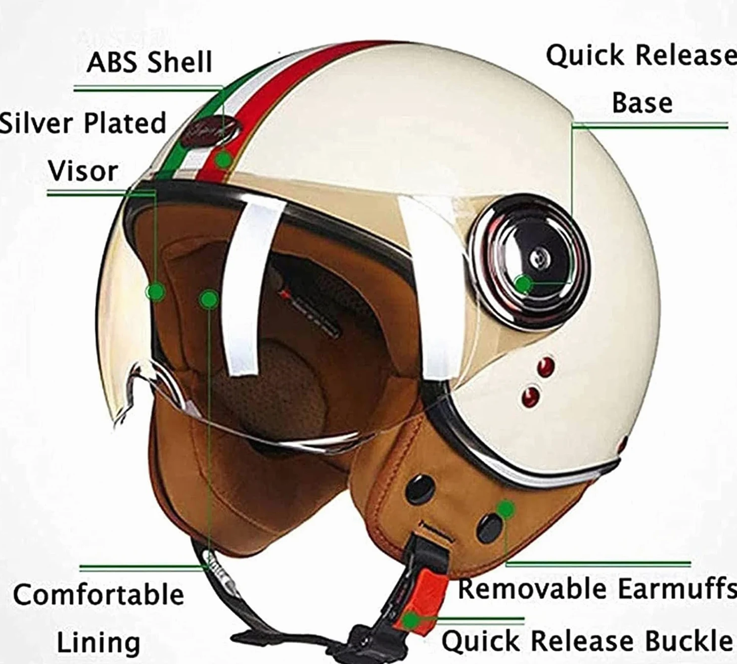 Adultos Casco Moto Jet Retro Casco Moto Abierto Casco De Patinete Eléctrico ECE Homologado Jet Casco Casco Moto para Mujer Hombre Adultos con Visera
