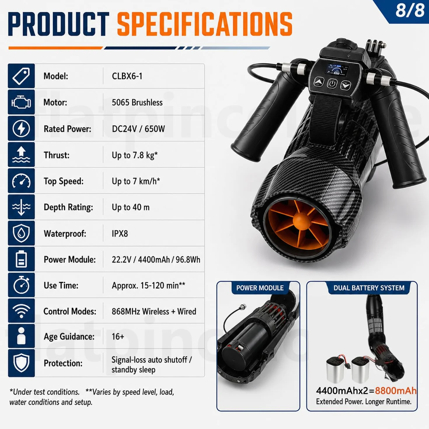 Motor paddle surf 2026 Nuevo Modelo, motor eléctrico kayak y propulsor acuático para buceo, 650W, control 868MHz y cable, IPX8, para snorkel, SUP, tabla paddle surf, piscina, lago y mar