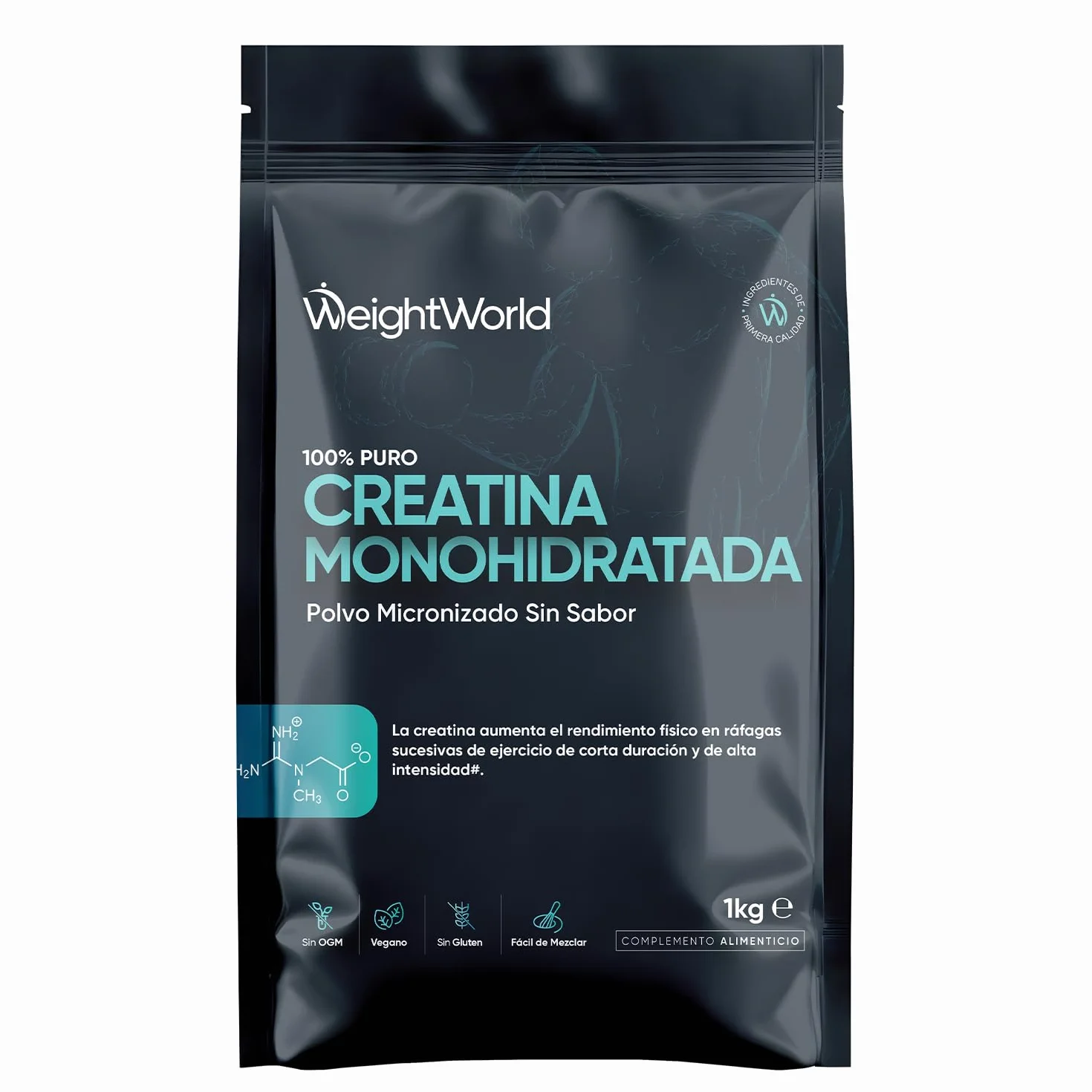 Creatina Monohidratada en Polvo 1kg 100% Puro Malla 200 Micronizada Sin Sabor Vegana