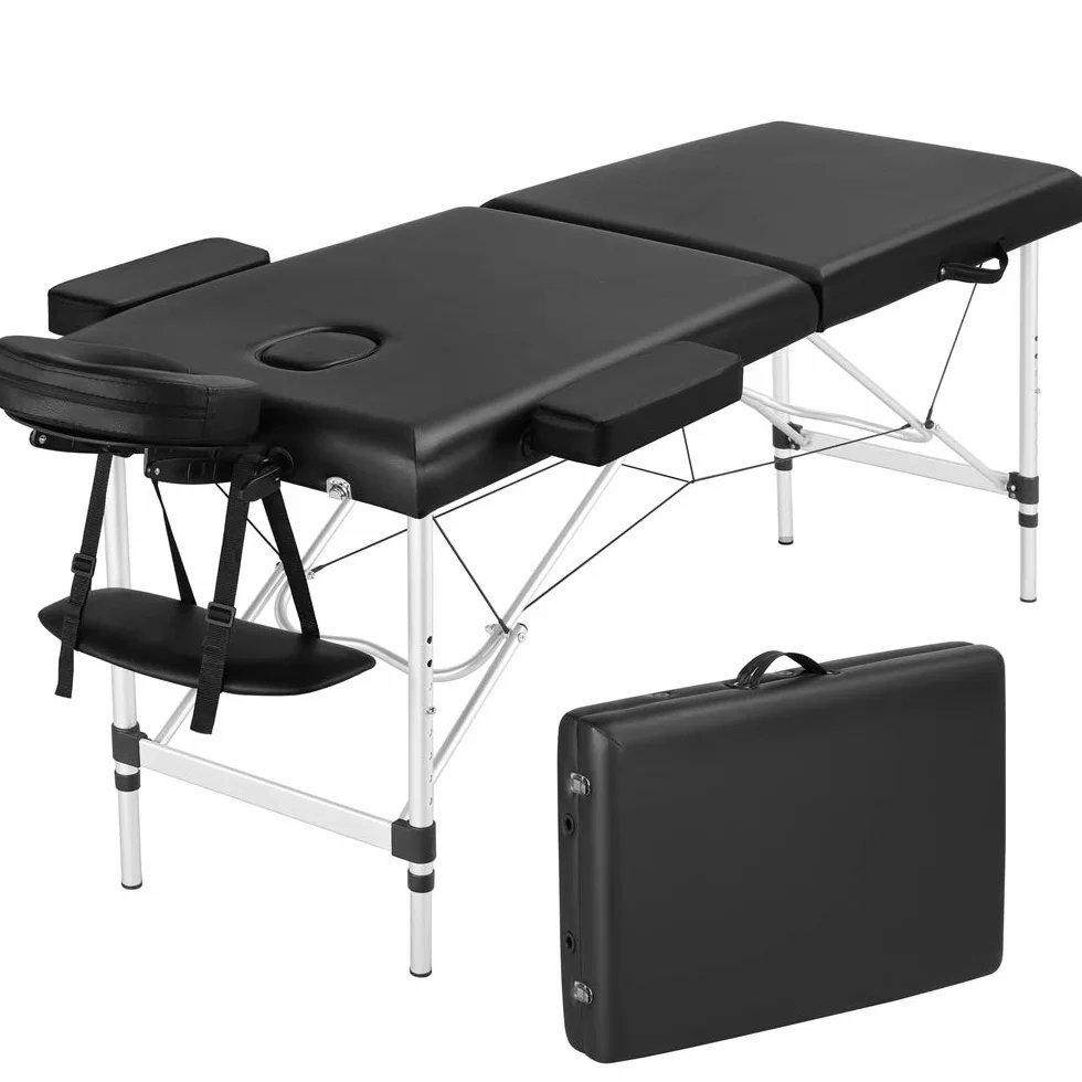 Yaheetech Camilla Masaje Plegable Portátil 2 Zonas 250 kg 213 x 80 cm Negro