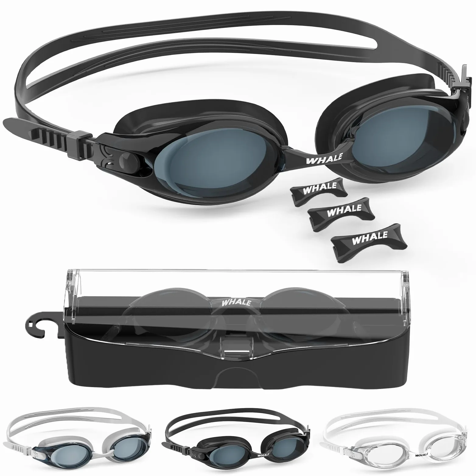 Whale Gafas de natación HD antivaho para adultos y jóvenes, aptas para ambos