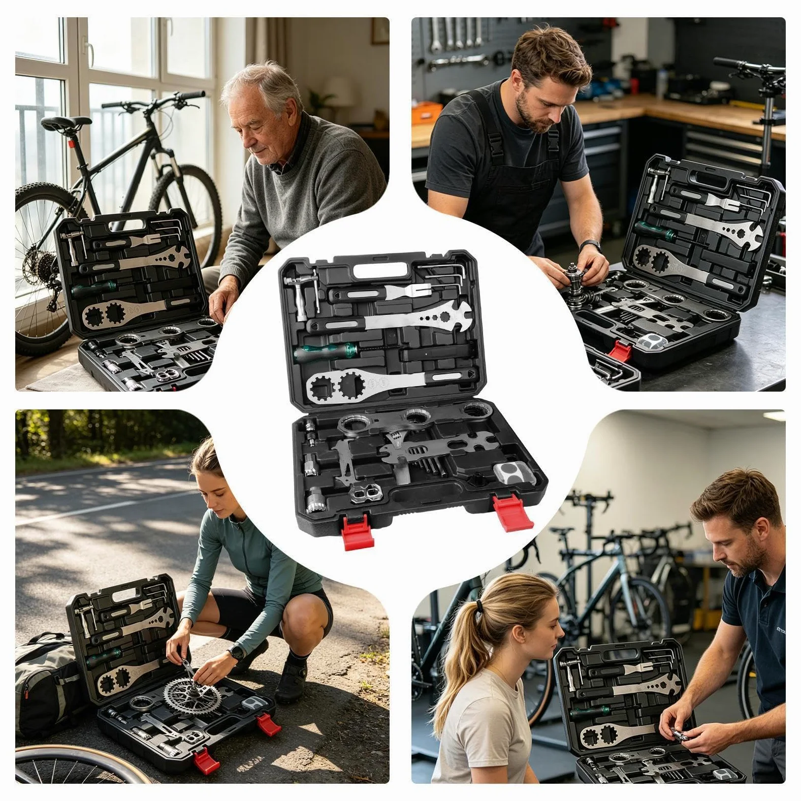 Kit De Herramientas Para Bicicleta Llave De Mantenimiento Resistente Con | Kit reparación para bicicletas Para Cadena, Freno, Sillín, Neumático, Taller Y Garaje