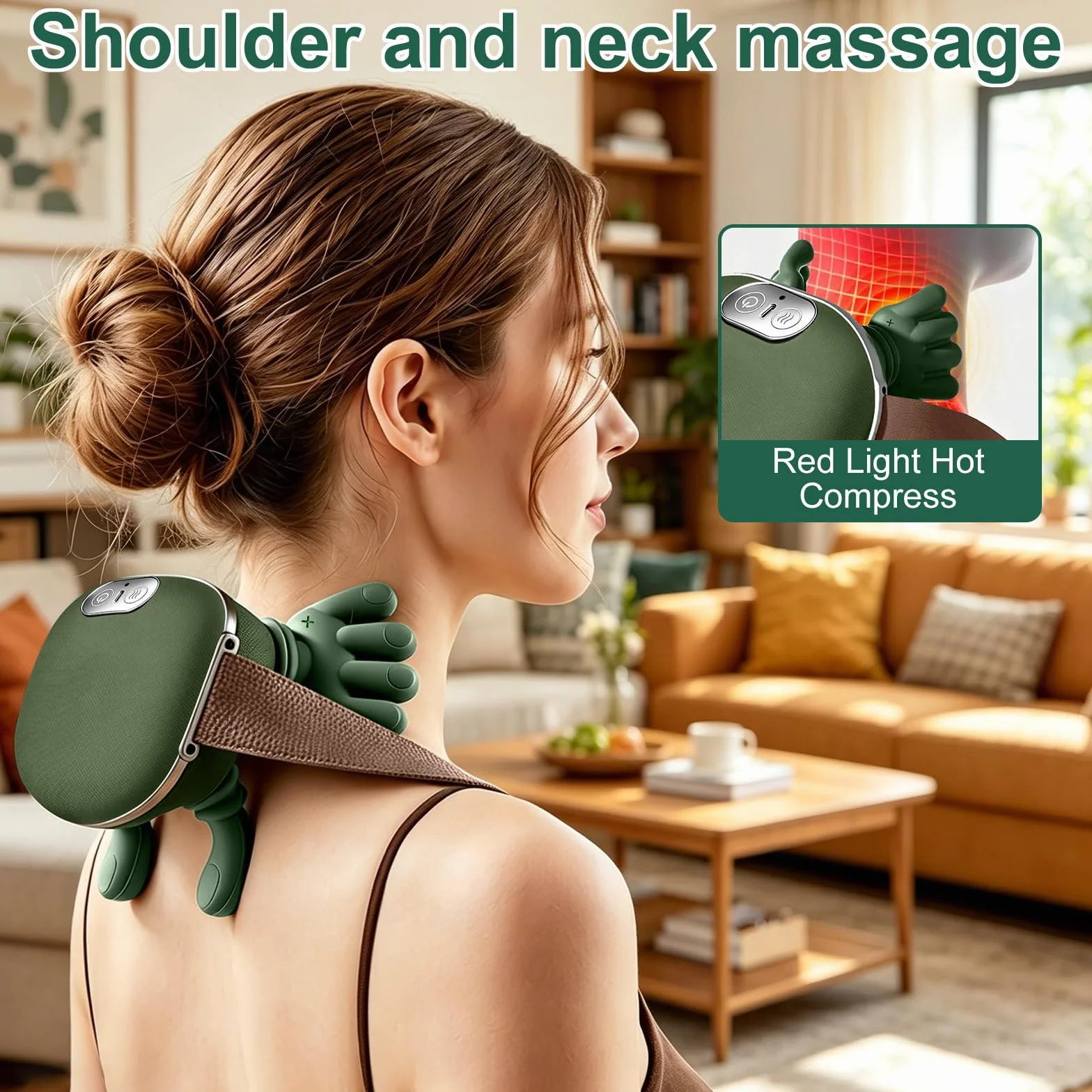 Masajeador Cervical 4D Sin Cables con Calor Calentador de Cuello 3 Niveles de Intensidad Recargable USB-C