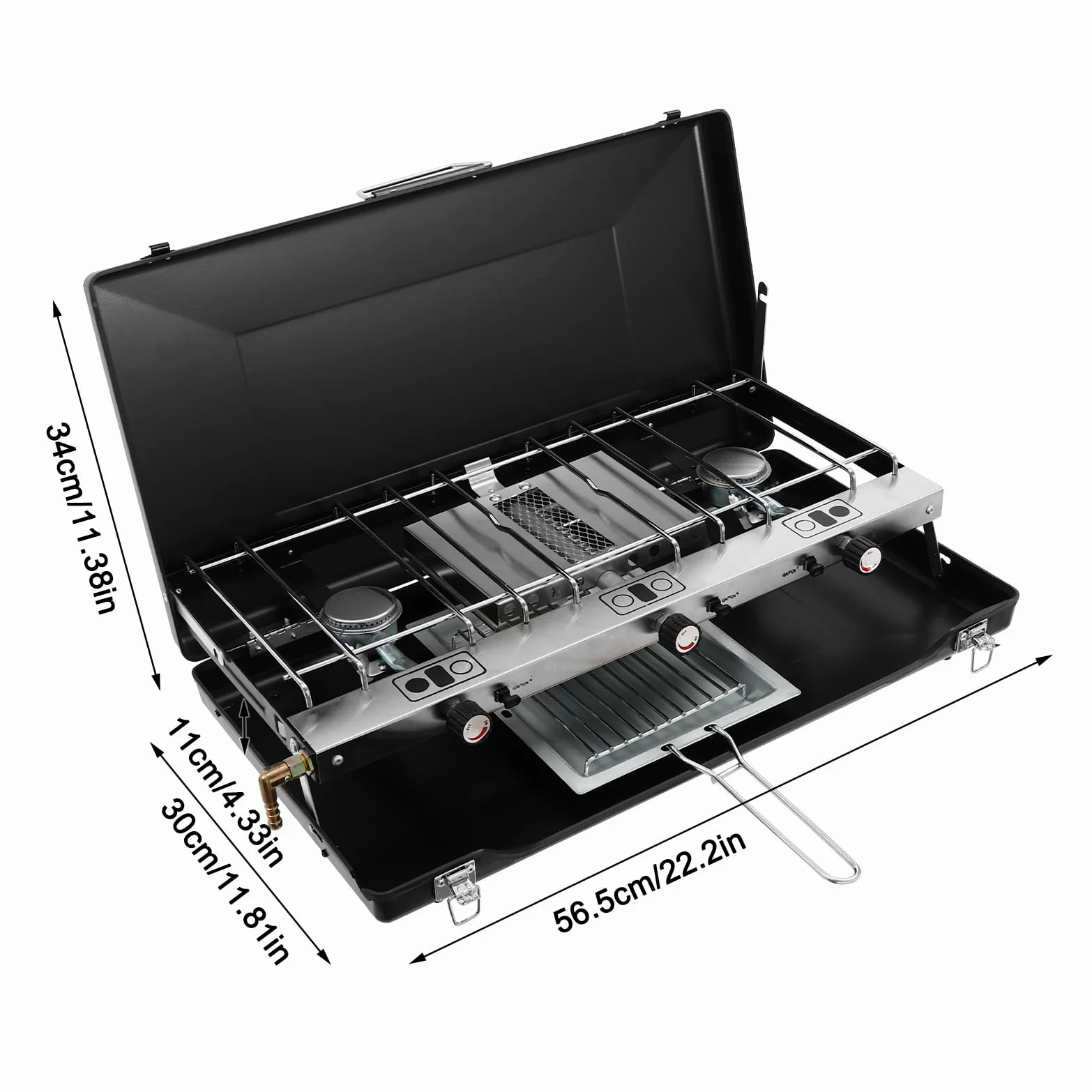 Cocina de gas portátil de 3 llamas, hornillo de gas para camping, estufa de gas portátil con encendido piezoeléctrico, estufa de camping portátil para camping, barbacoas, fiestas