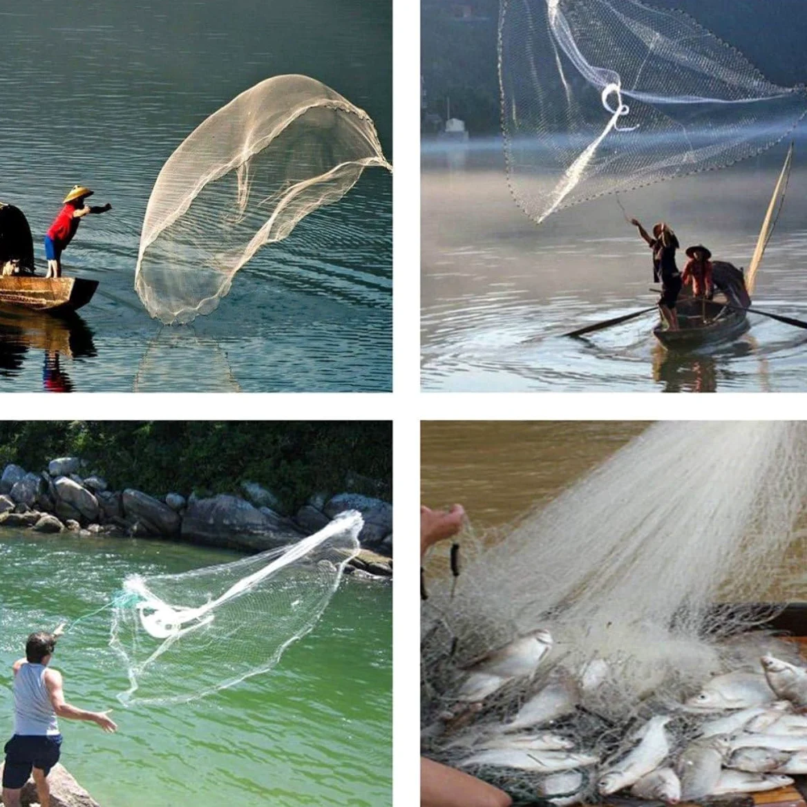 Red de Tiro Manual Grande para Pesca, Red Tradicional | Plástico, Acero Inoxidable y Cuerda, Fácil de Limpiar, Alta Fiabilidad, se Guarda y Transporta Comodidad
