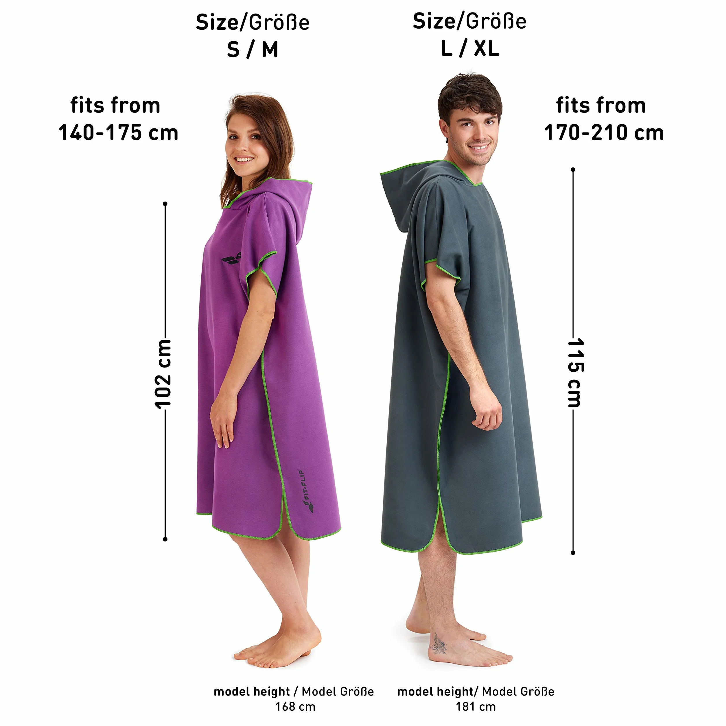 Fit-Flip Poncho de Surf - Albornoz natación de Microfibra Playa - Toalla para cambiarse para Mujeres y Hombres - Ligero, Compacto y de Secado rápido