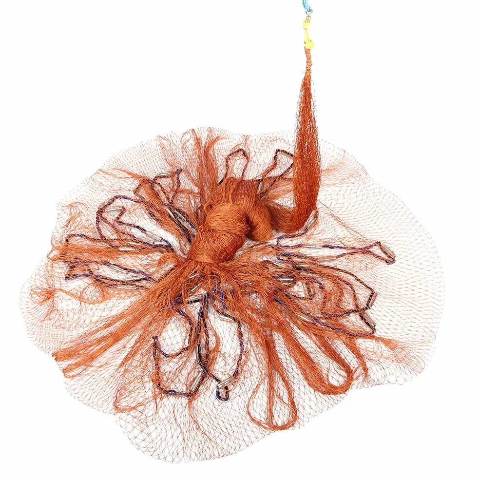 Aramox Red de Pesca Automática con Cable para Neumáticos, Red Fundida de 2,5 X 3,5 M con Colgante de Acero de 2 Kg, Cuerda de Mano Gruesa, de Lanzamiento de Hundimiento Rápido para Pesca con Cebo,