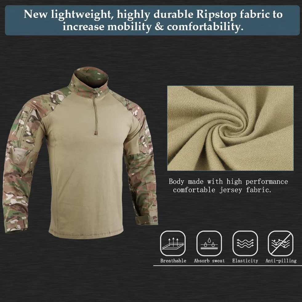 Tactical G4 Camisas de combate para hombre con coderas