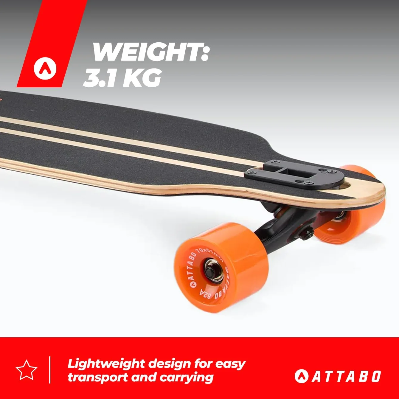 ATTABO Flowrider Longboard Skateboard 38" Arce ABEC-7 Cruiser Negro 100kg