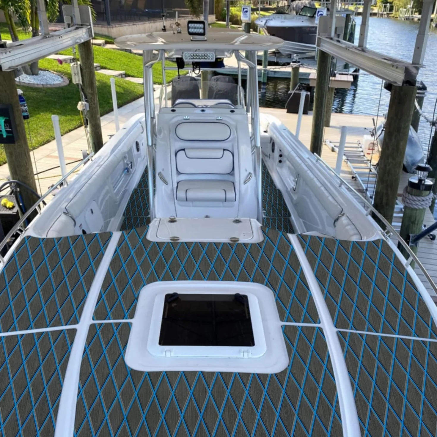 190x35/70cm Almohadilla de Espuma EVA para Pisos de Barcos Alfombrilla para Pisos Marinos de Teca sintética Antideslizante con patrón de Rombos para Yates, lanchas motoras, RV, Yates