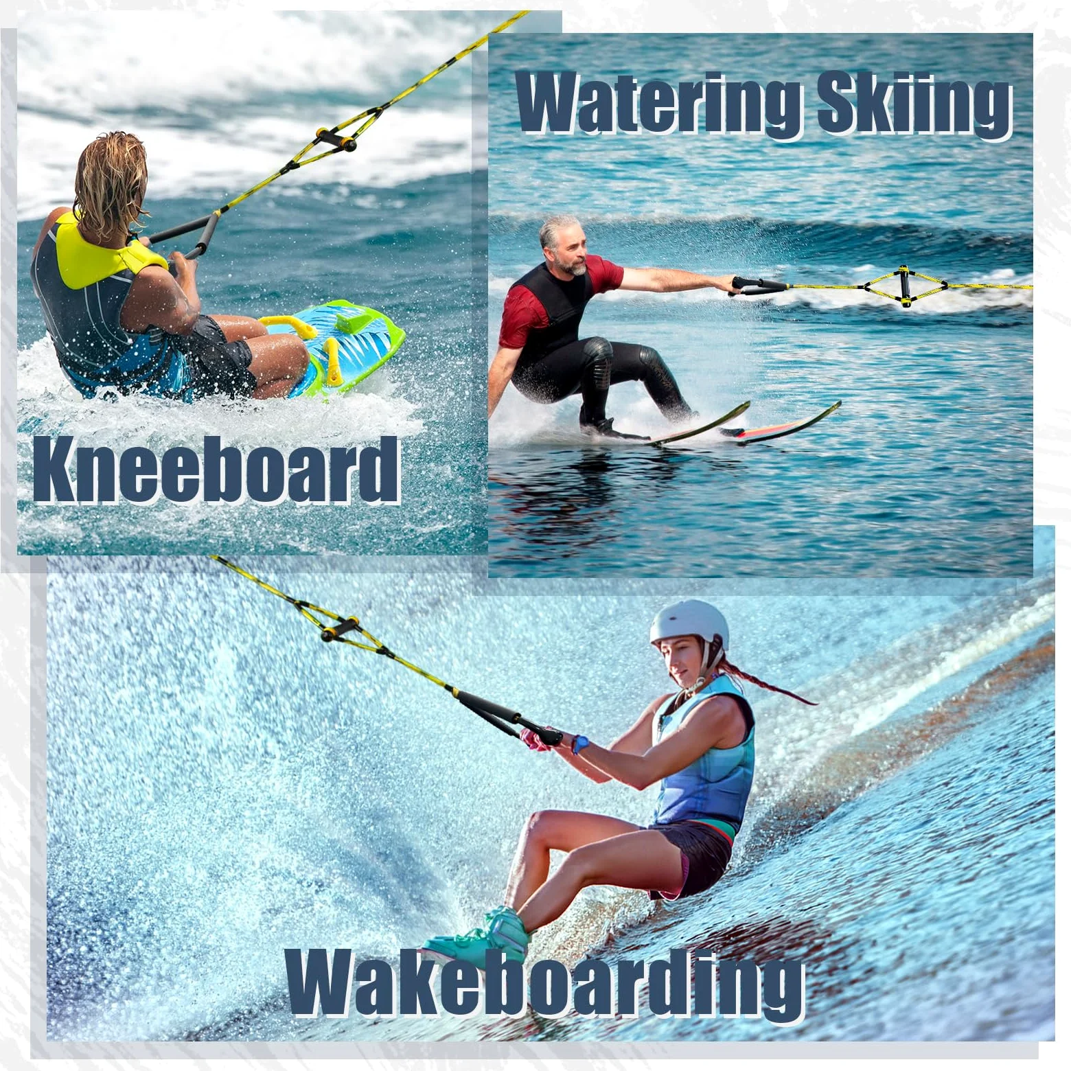 Cuerda de wakeboard de 75 pies con asa para wakeboard, esquí acuático y wakesurf