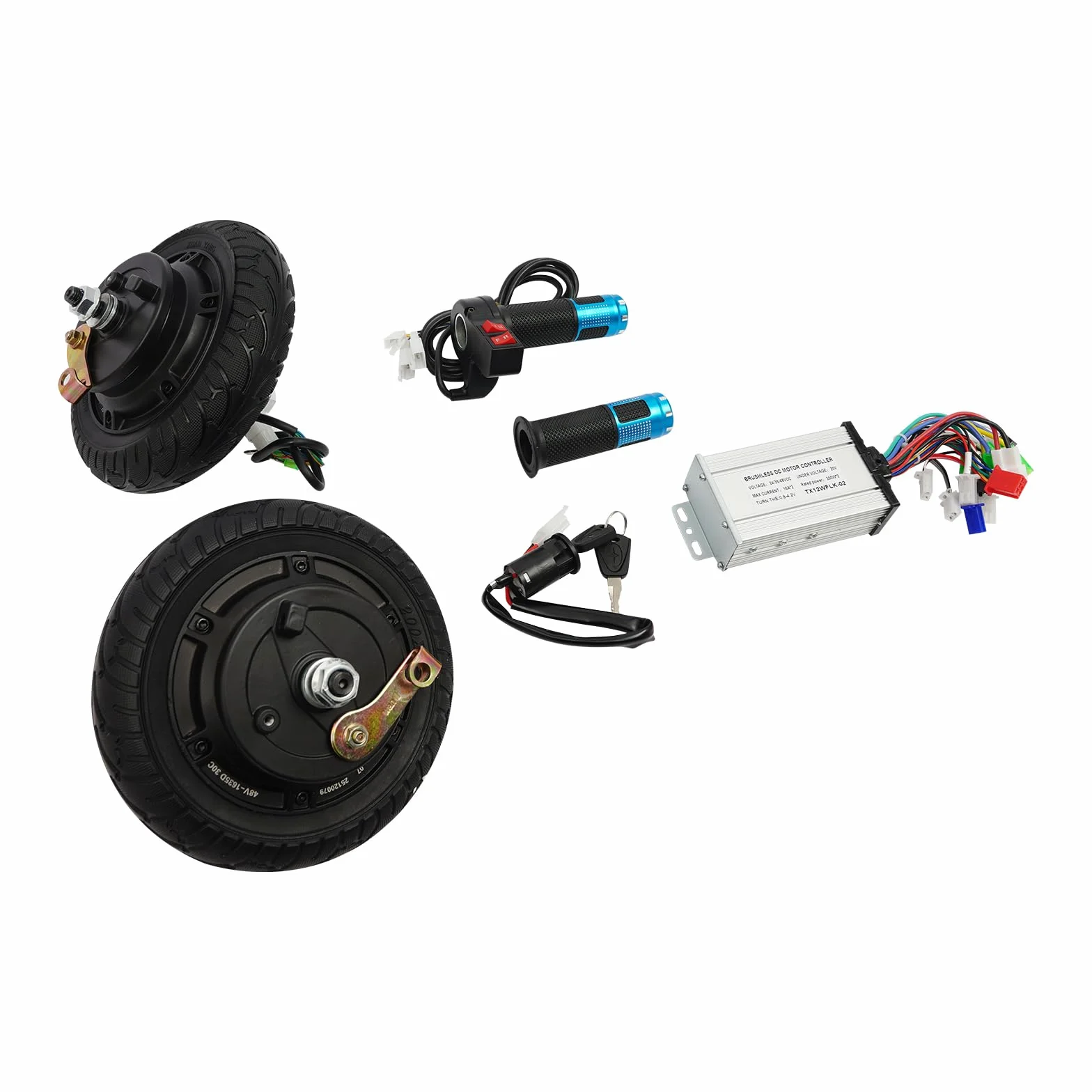 Motor de rueda de 8 pulgadas, kit de conversión de motor de 350W, kit de conversión de motor con marcha atrás, kit de conversión de motor eléctrico de CC de 24/36/48V, 740 rpm, interruptor de 3