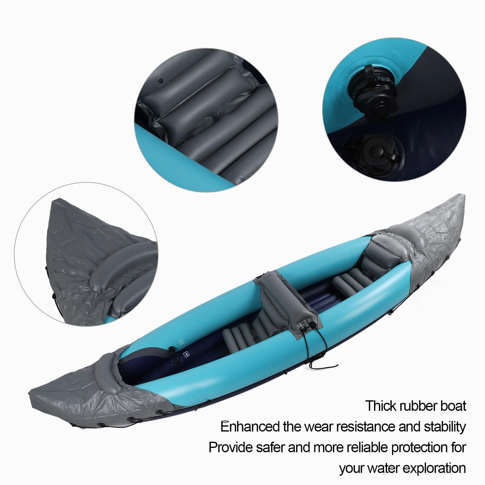 Kayak Inflable Plegable para 2 Personas, PVC Engrosado Resistente, protección contra la luz Solar, Canoa portátil para Pesca, Rafting, navegación, Deportes acuáticos, entusi