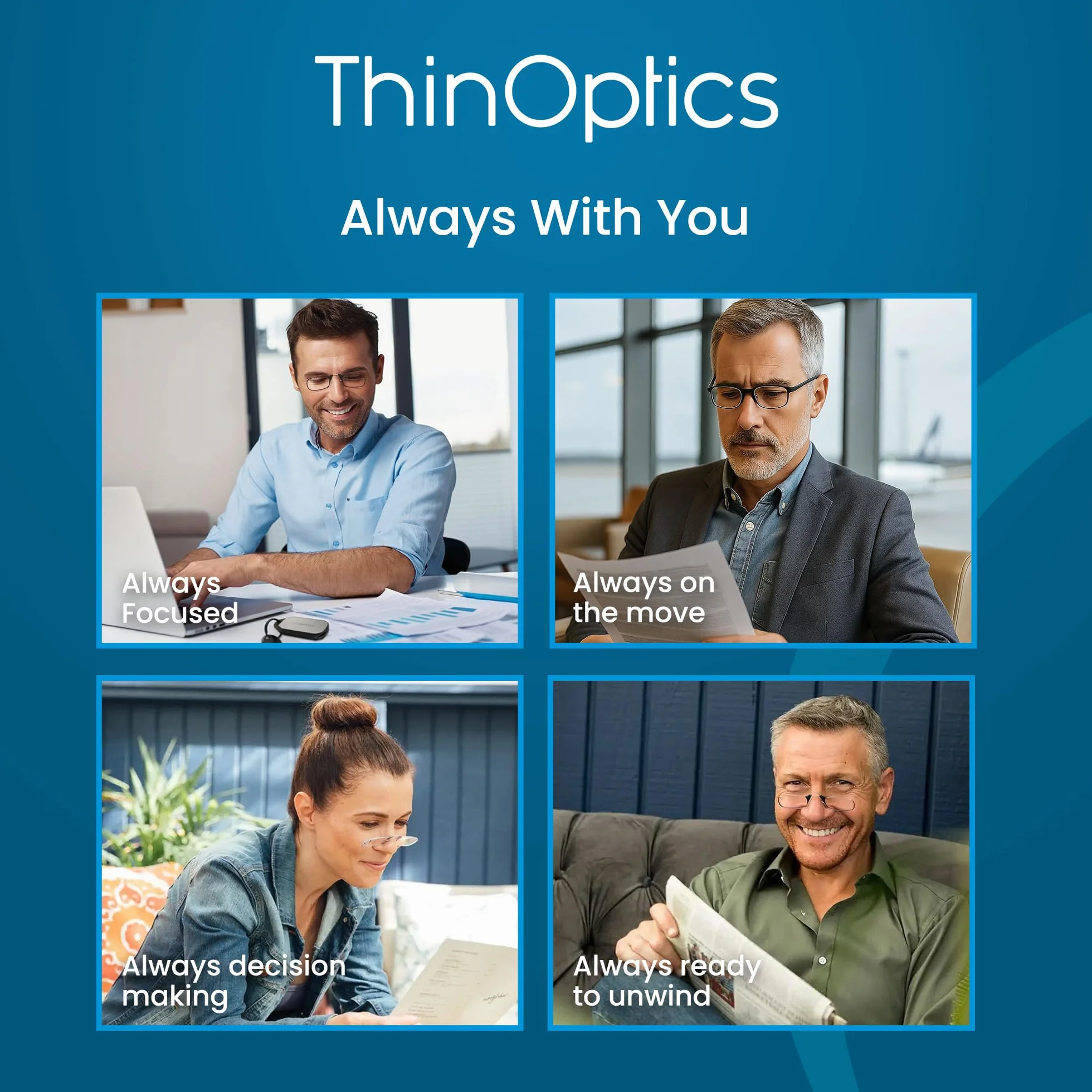 ThinOptics Gafas de Lectura Ultrafinas con Estuche Llavero +1,00 +1,50 +2,00 +2,50