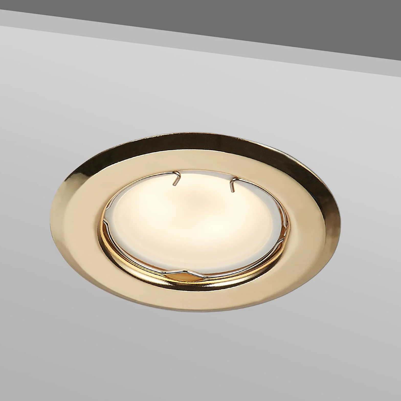 Foco LED plano empotrable ultra plano dorado 230V 3W 320 lúmenes 120° regulable 55mm recortado blanco paquete 3