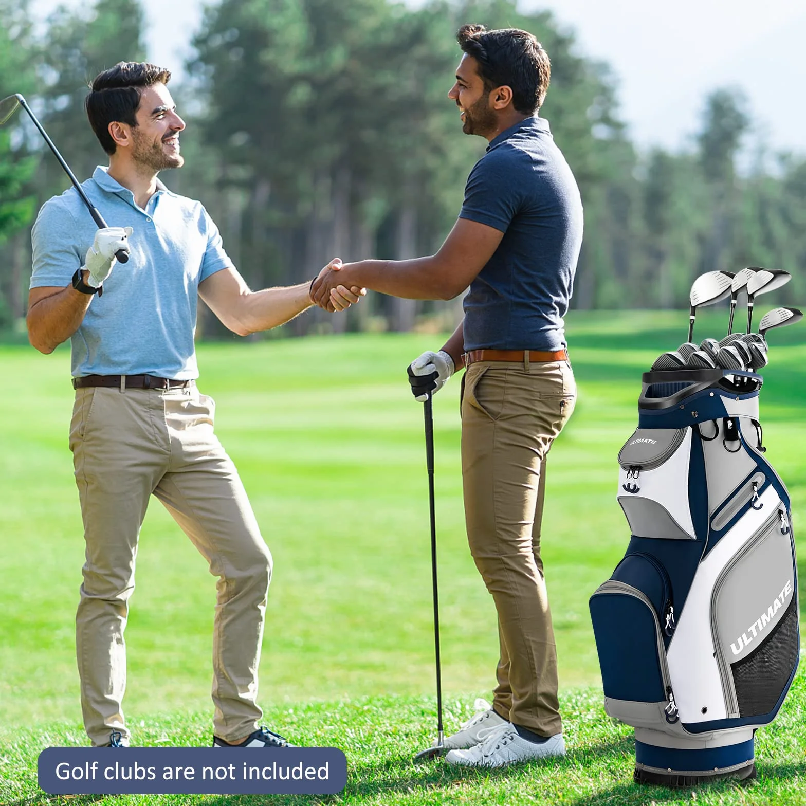 COSTWAY Bolsa Golf con 14 Palos, Bolsa de Carro de Golf Ligera y Portátil, 7 Bolsillos con Cremallera, Capucha para Lluvia, Cart Bag, Soporte para Paraguas, Unisex Adulto