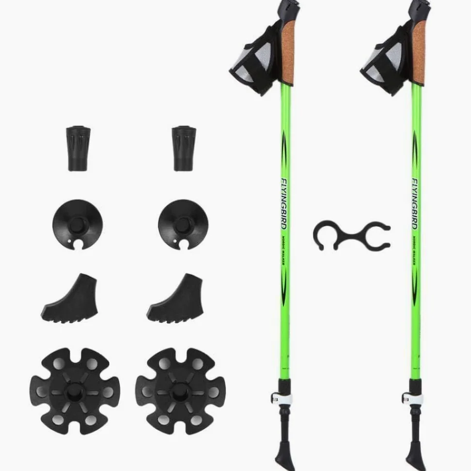 work out Bastón de Senderismo Bastón de Trekking Plegable Anti-Choque Ultra Ligero Ajustable Bastones de Marcha para Practicar SenderismoCaminar Viajar 1 par-Carbón