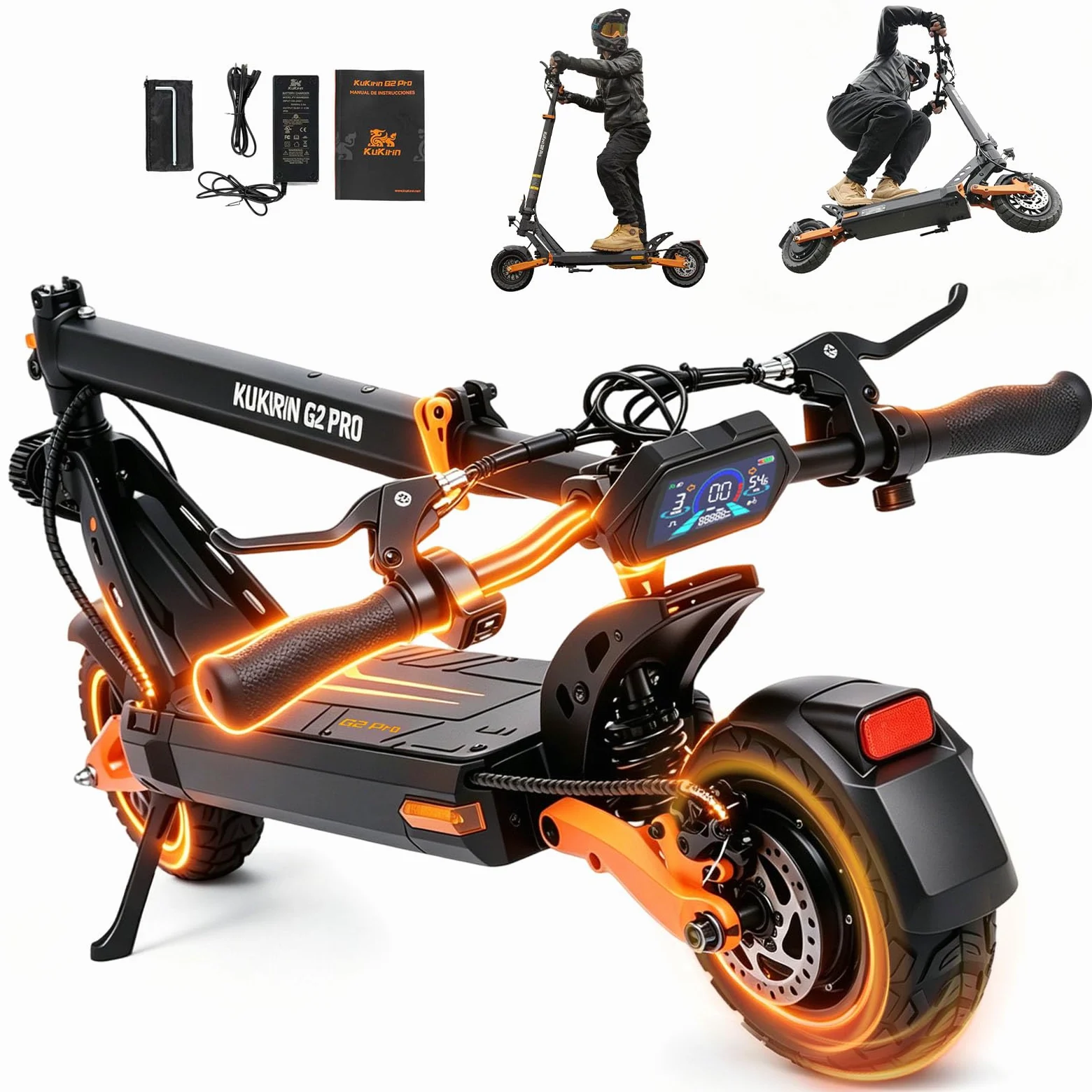 Patinete Eléctrico Adultos Homologado DGT 68km Autonomía Patin Electrico | Patinete eléctrico todoterreno Batería 48V 15.6Ah, Doble Freno, 9" Tubeless ,Sistema de Doble suspensión IP54,Carga 120KG