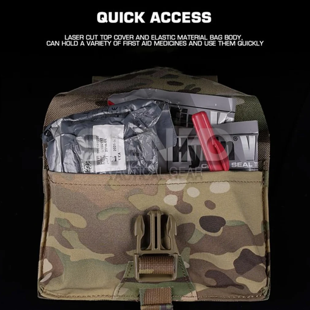 Bolsa táctica para exteriores Molle IFAK/kit de primeros auxilios médicos/liberación rápida elástica ajustable EMT bolsa para caza, airsoft, camping, ciclismo, senderismo