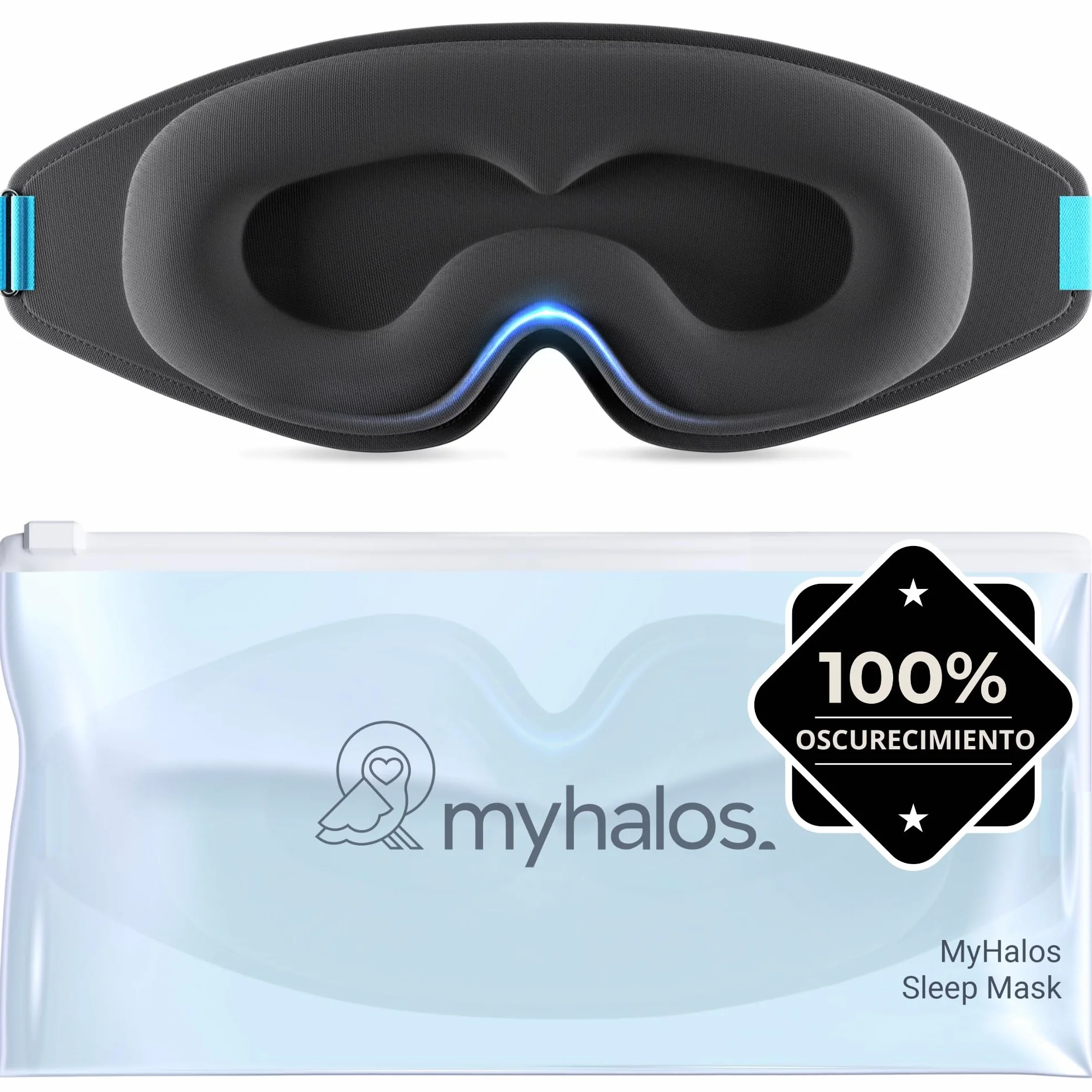 MyHalos Mask Antifaz para Dormir Mujer y Hombre 2022 Sin Presión con Bolsa de Almacenamiento