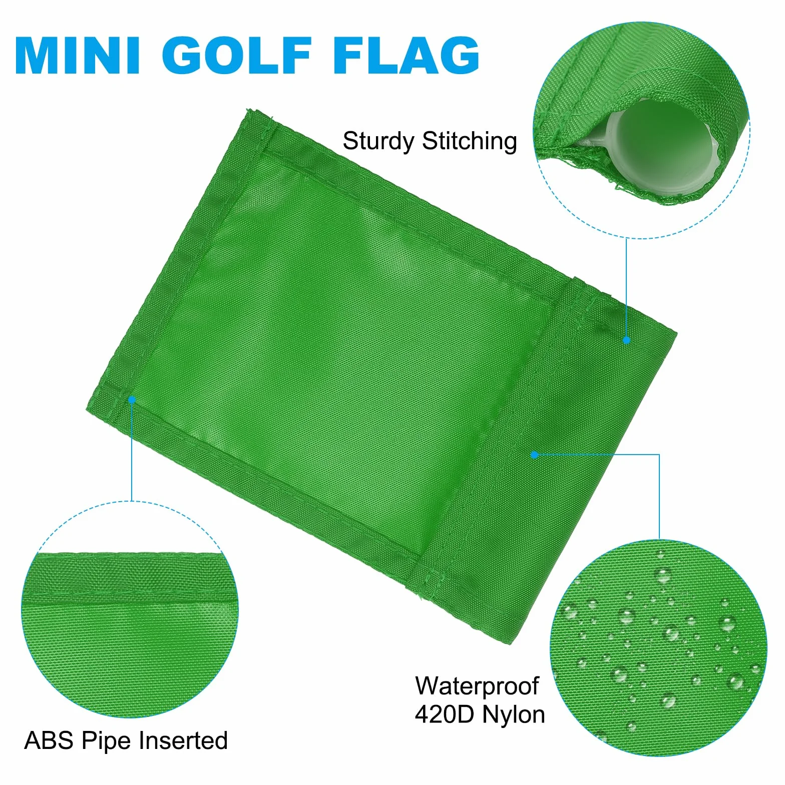 PATIKIL Banderín De Golf De 7 x 5 Pulgadas, 6 Piezas De 420D Nylon Mini Banderines Para Jardín Portátiles Con Tubo Insertado Para Exterior Interior Patio Trasero Jardín, Verde