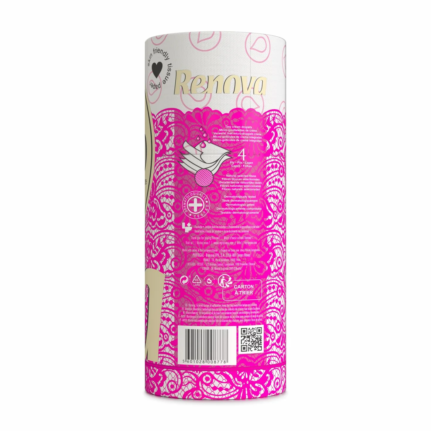 Renova Papel higiénico 4 Capas Blanco Decorado Perfumado 12 rollos