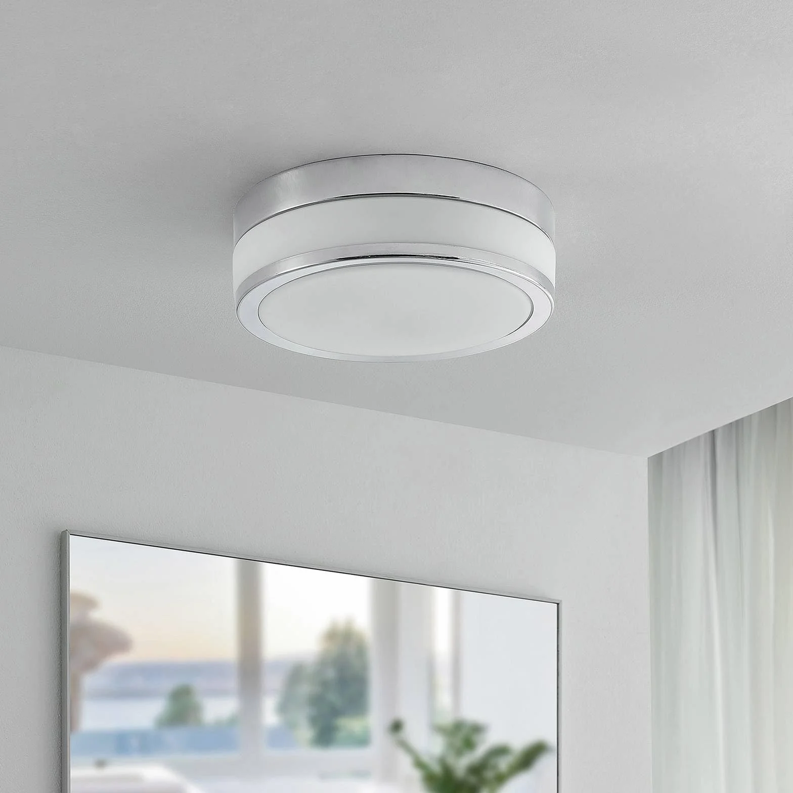 Lindby Lámpara de techo Flavi Plateado Vidrio 2 llamas E27 para Cuarto baño