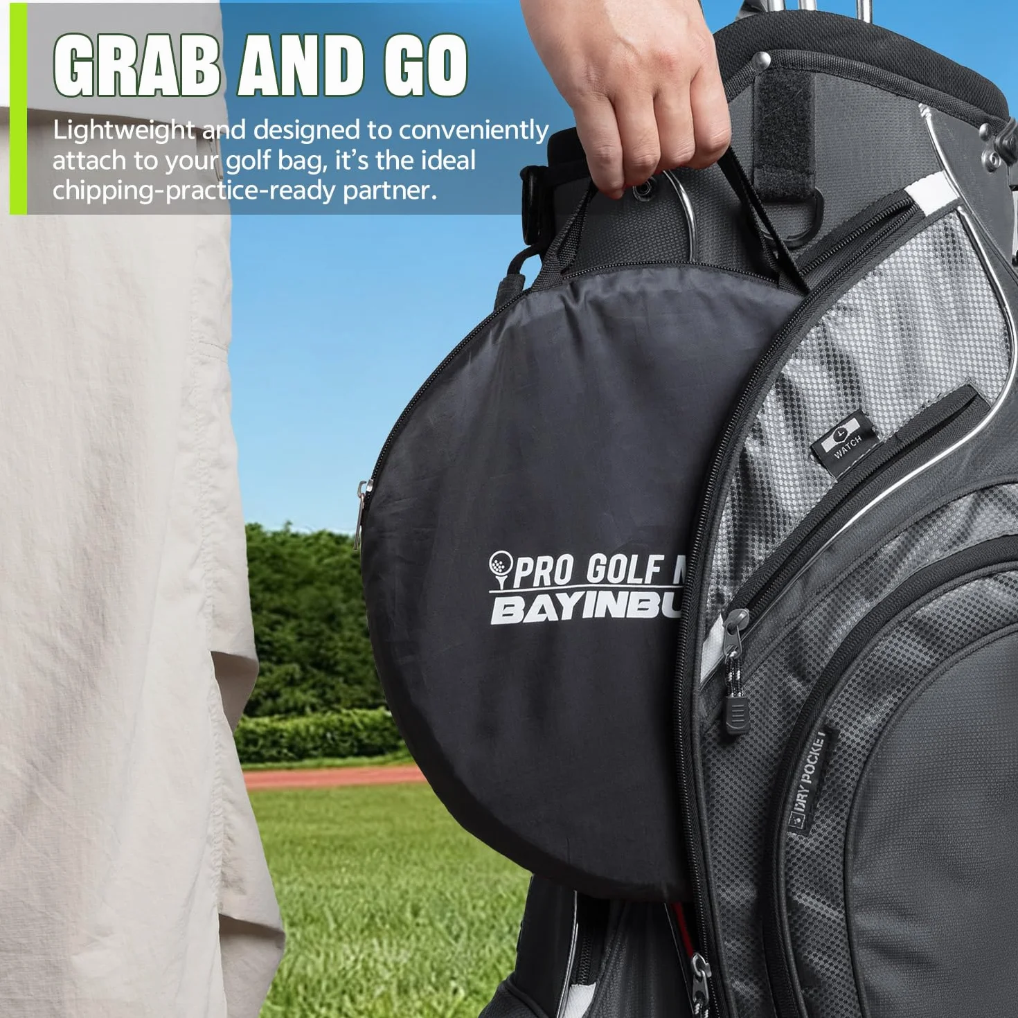 BAYINBULAK Red de práctica de Golf- Regalo de Mujer para Hombre- Conducción en el jardín- Almacenamiento Conveniente- Entrenamiento de Swing de Golf