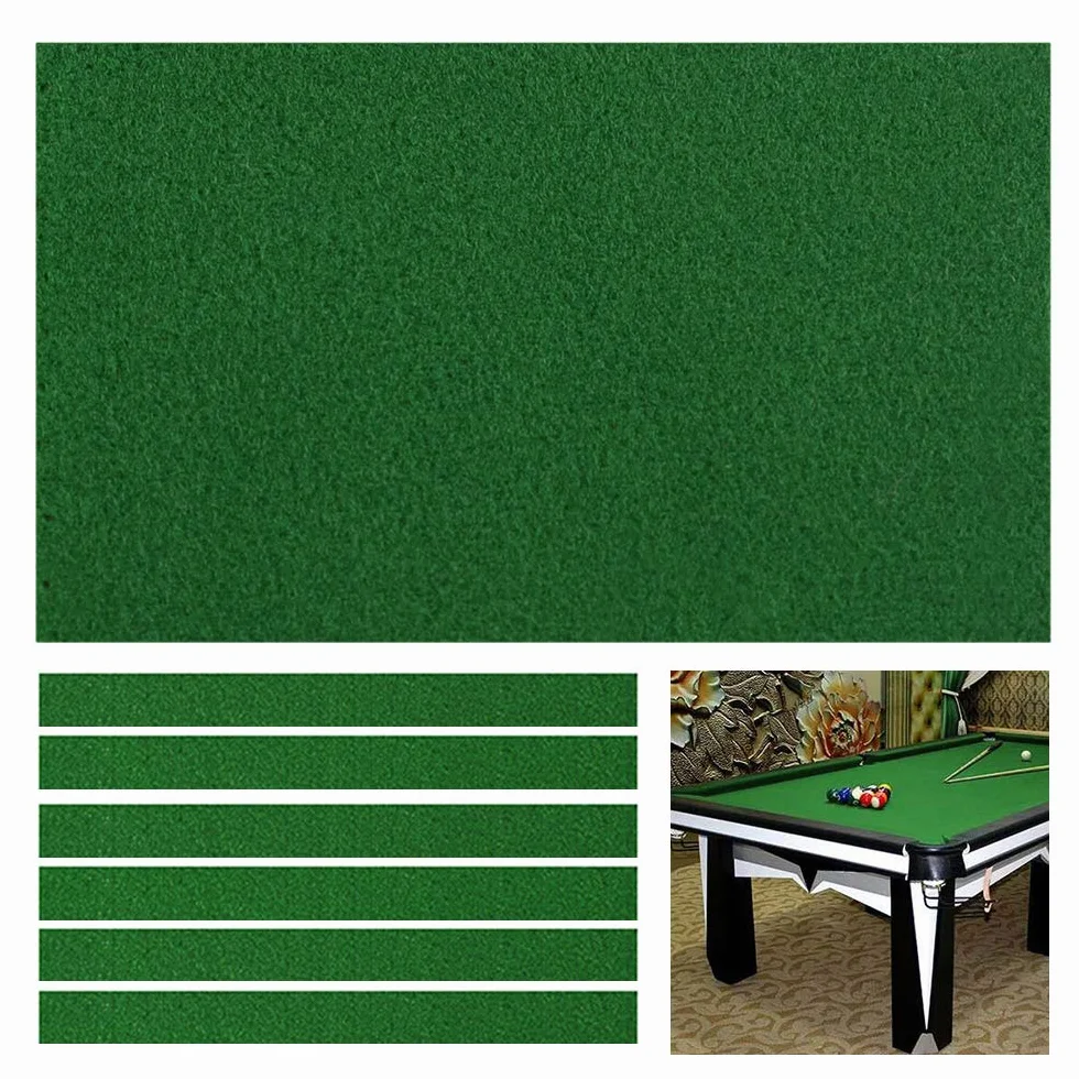 Boshen Paño de fieltro para mesa de billar 7/8/9 pies, rieles precortados, 3 telas
