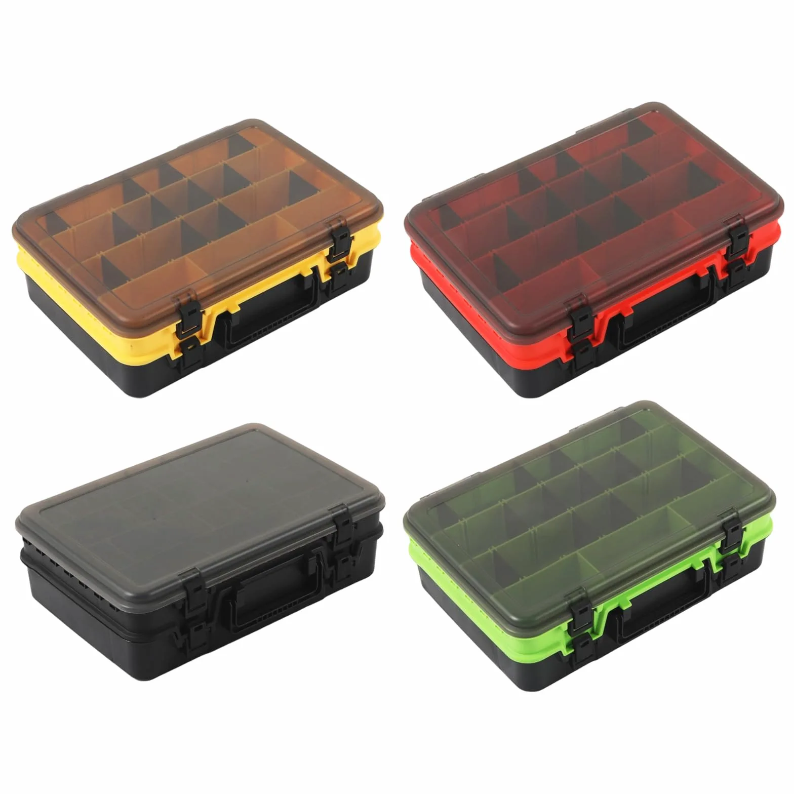 Caja de aparejos de pesca, almacenamiento de aparejos de pesca, estuche visible, doble capa, señuelos de pesca, cebos, gancho, contenedor, equipo de pescadores