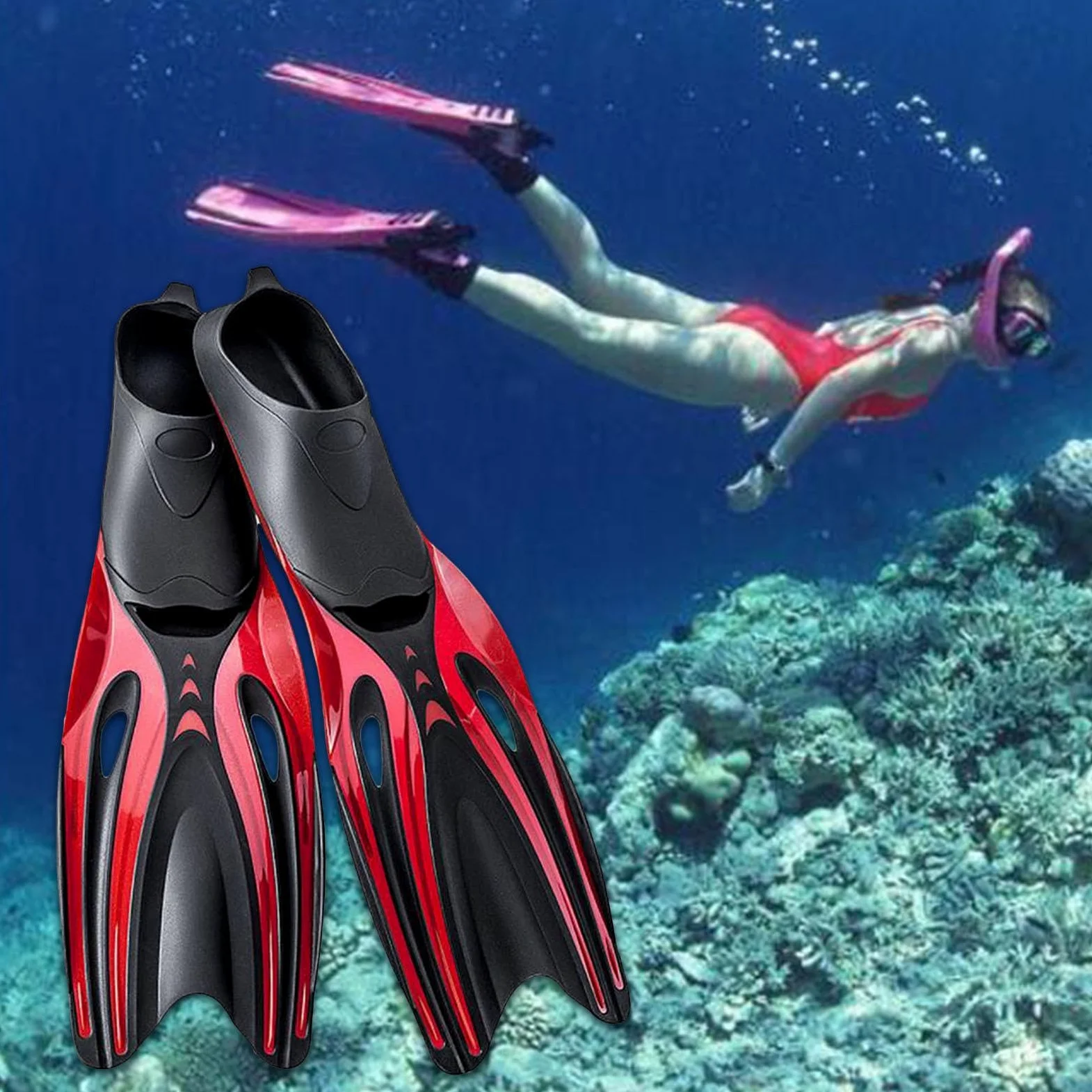 Aletas para Buceo Libre, Ideales para Adultos. Snorkel, mejoran la Velocidad de nado, reducen la Resistencia al Agua, facilitan el Drenaje, ofrecen