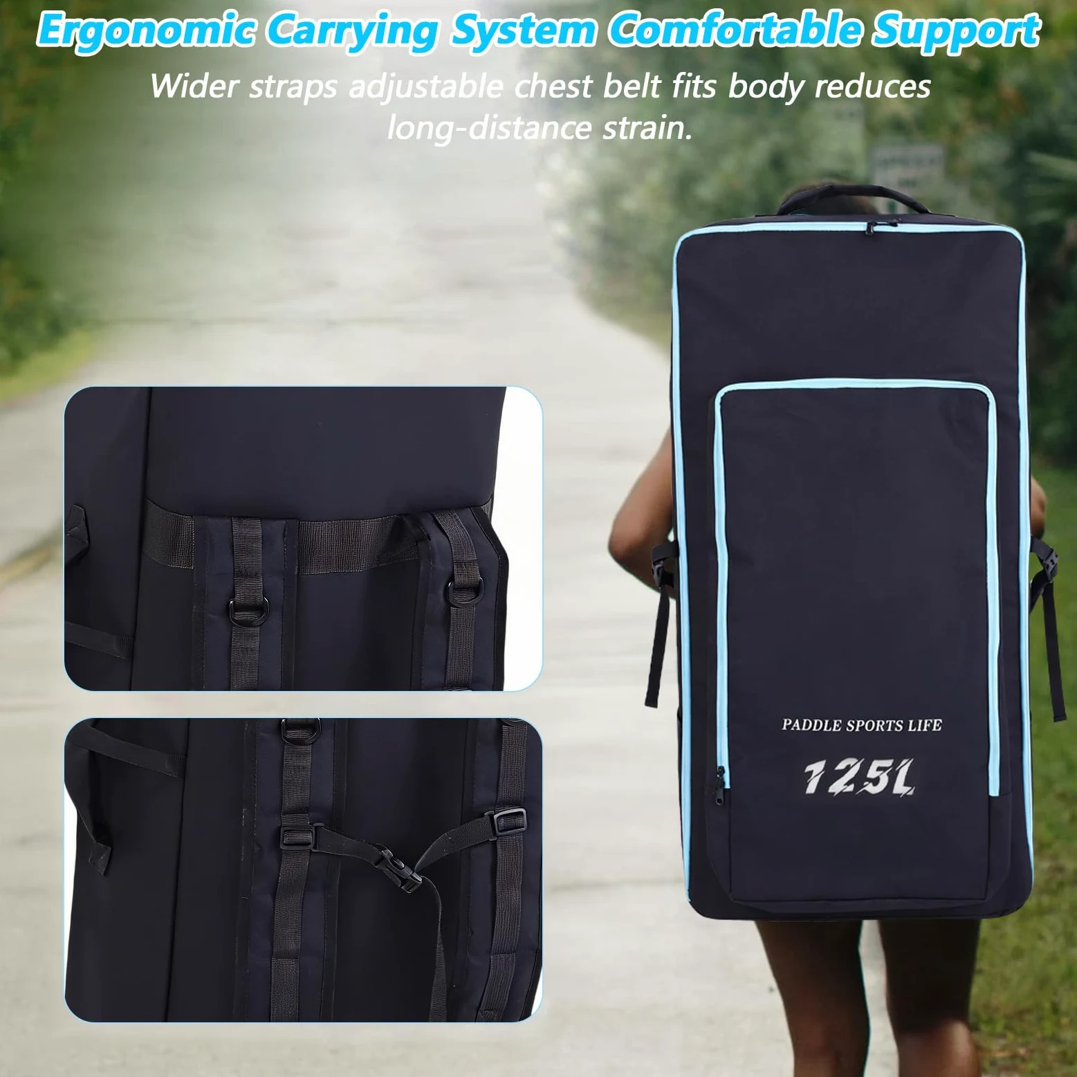 Mochila Paddle Surf, Capacidad Extra Grande Bolsas de Paddleboard, Bolsas Tabla con Ruedas Oxford, Mochila Resistente con asa y Correas Ajustables para Tabla de Surf