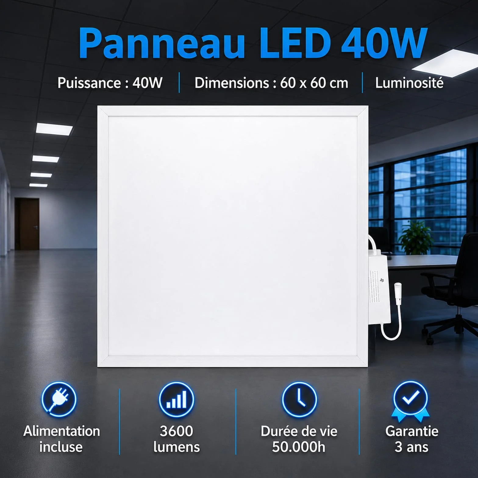 Paneles LED 60x60 cm 40 W Pack 4 uds Blanco Neutro 4000K