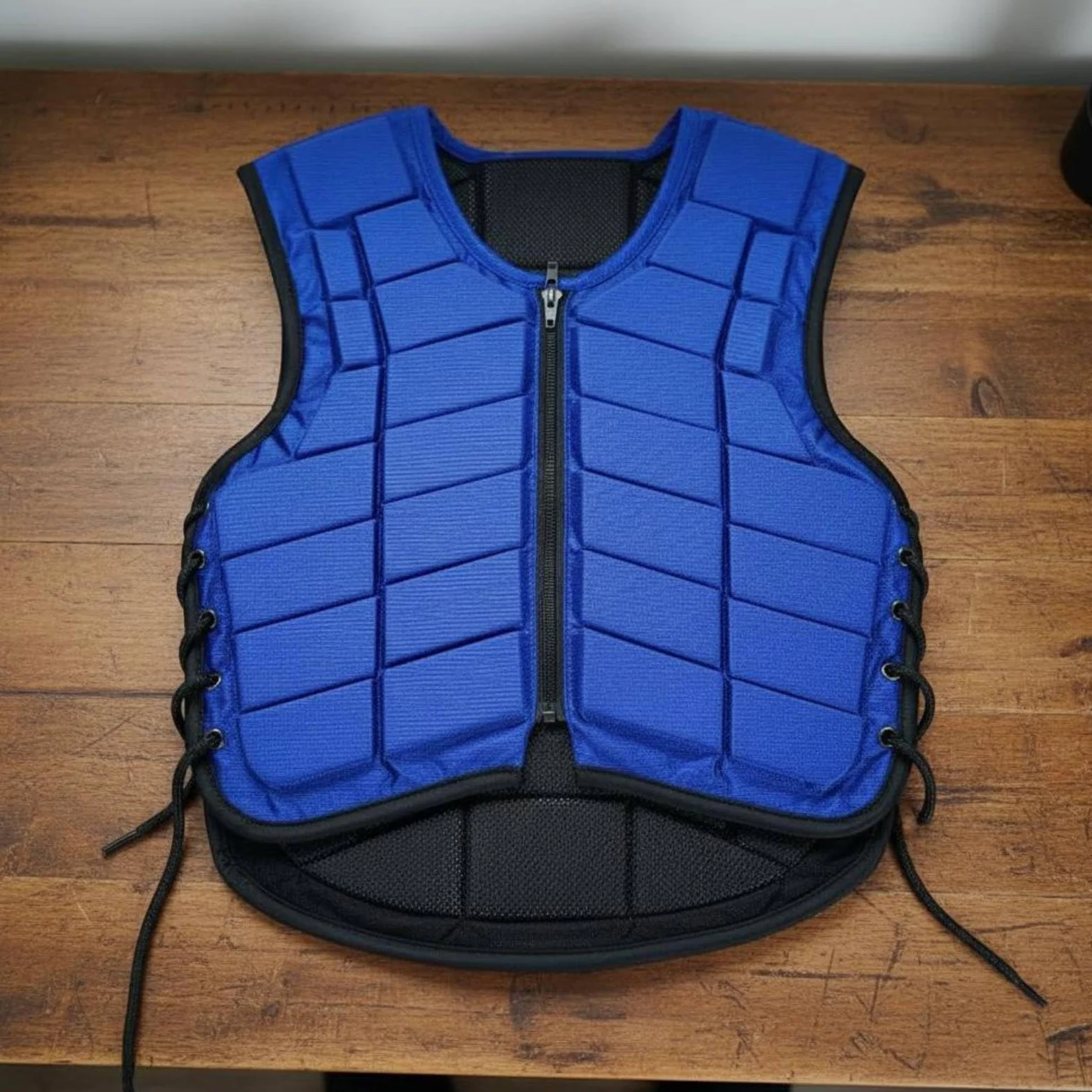 Chaleco Ecuestre con Protección contra Impactos Accesorio para Montar Caballos Chaleco Ecuestre con Lados Ajustables Malla Transpirable y Acolchado, Azul, Grande