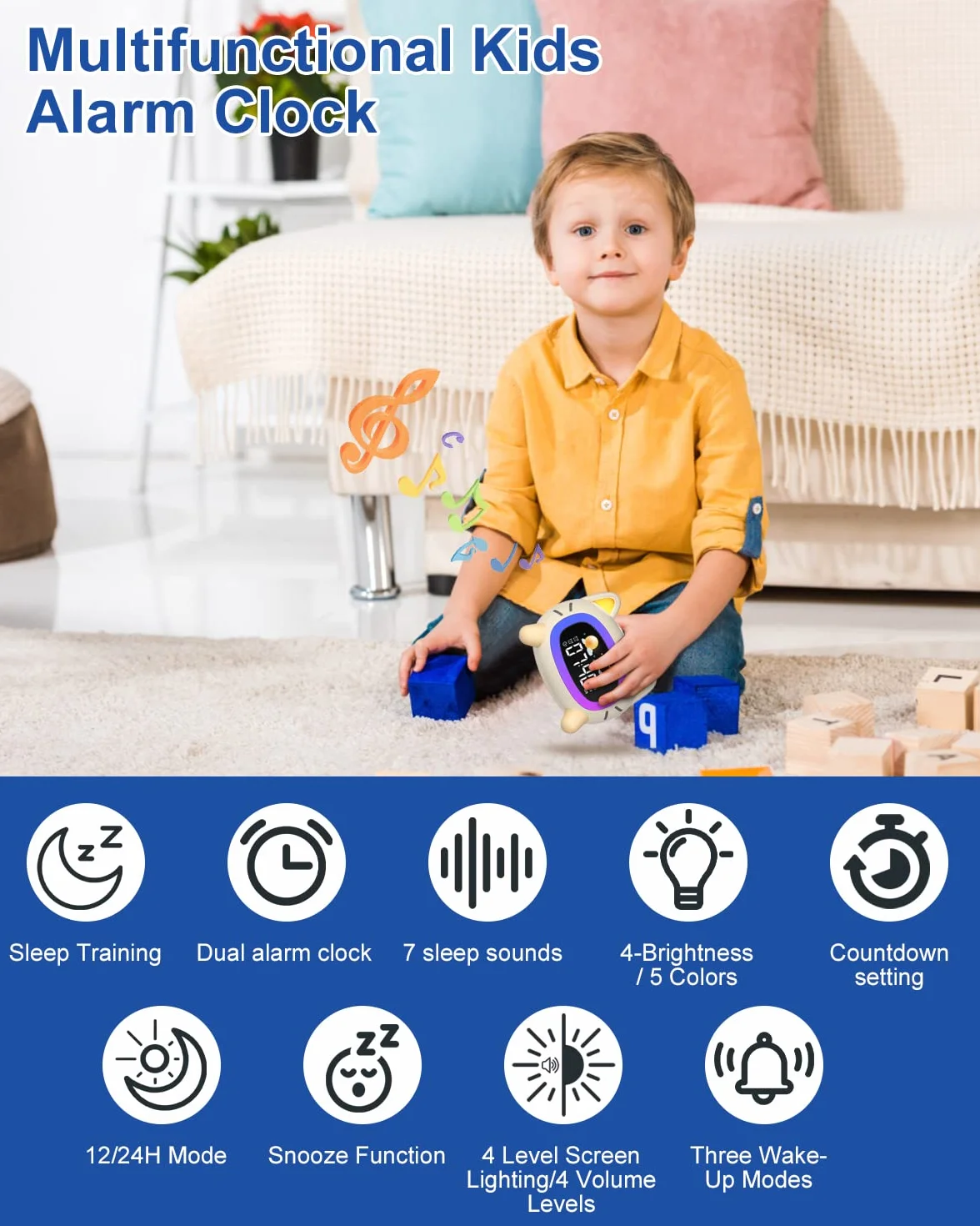 Uplayteck Reloj Despertador Infantil con Luz Nocturna y Alarma Recargable
