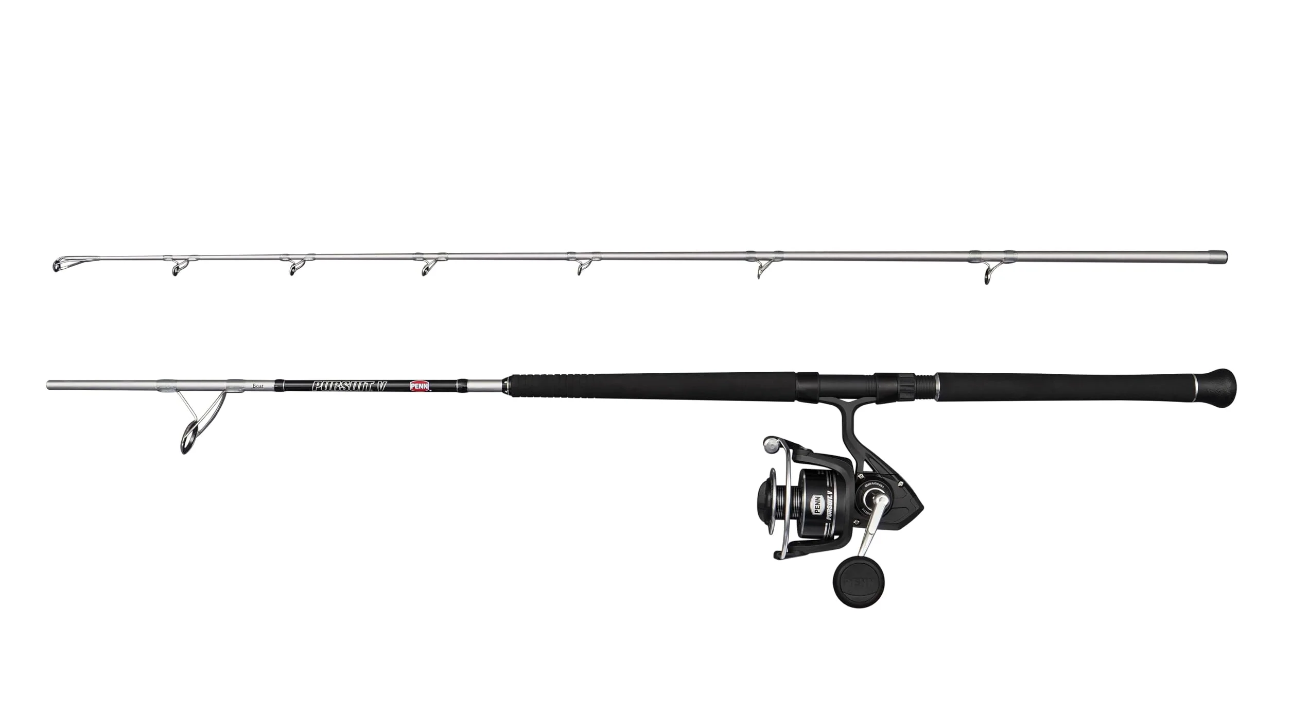 PENN Pursuit V Boat Spinning Combinación de caña y Carrete | Set para Pesca en Barco en Agua Salada | Freno de Fibra de Carbono | 4+1 roientos sellados | Múltiples Opciones