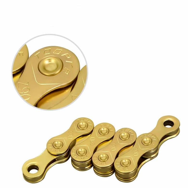Cadena de Bicicleta, Cadenas de Bicicleta Doradas de 6, 7, 8, 9, 10 y 11 velocidades, for Carretera, 116 eslabones, antioxidantes.(11 Speed)