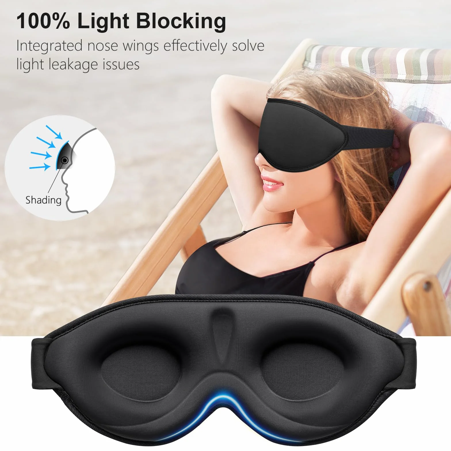 Gritin Antifaz para Dormir 3D Sin Presión Ocular Sleep Mask con Tapones para Dormir