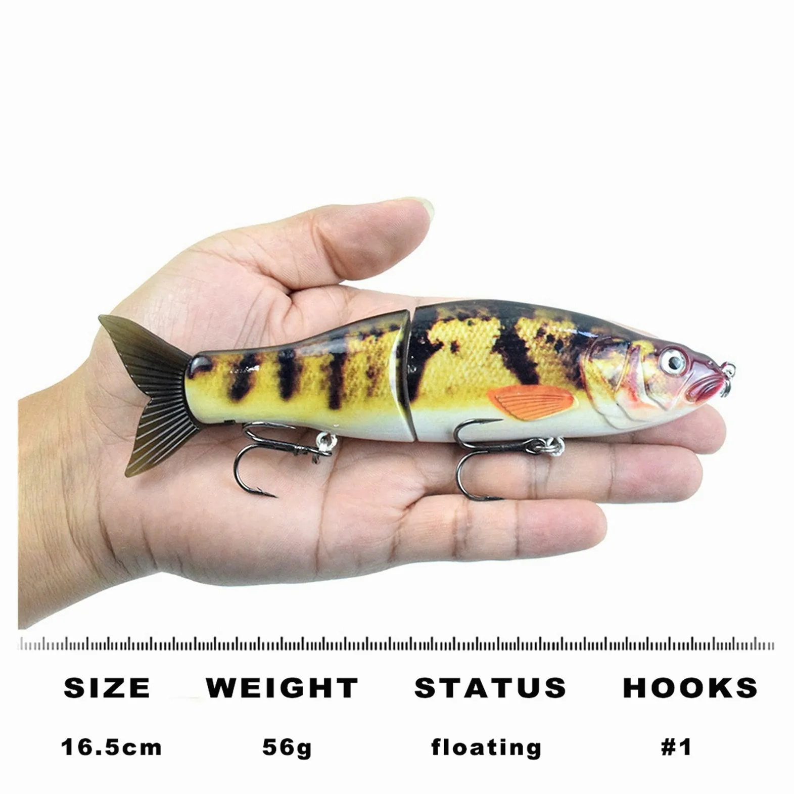 Señuelos de Pesca Señuelos de Pesca Flotante Deslizante Shank wobblers Duro Cebo Artificial Bajo Pike Pesca Juntas de la Pesca Switebait Tackle 2pcs Cebos Artificiales (Color : 1)