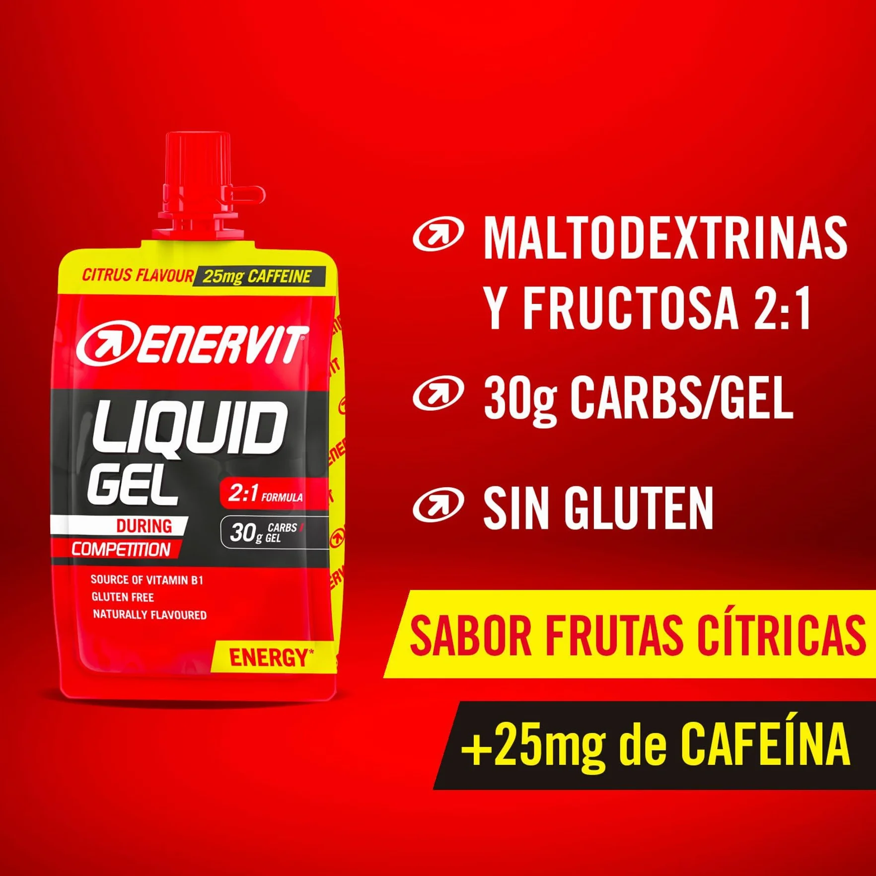 Enervit Gel Sabor a Cítricos con Cafeína 30g Carbohidratos 4x60ml