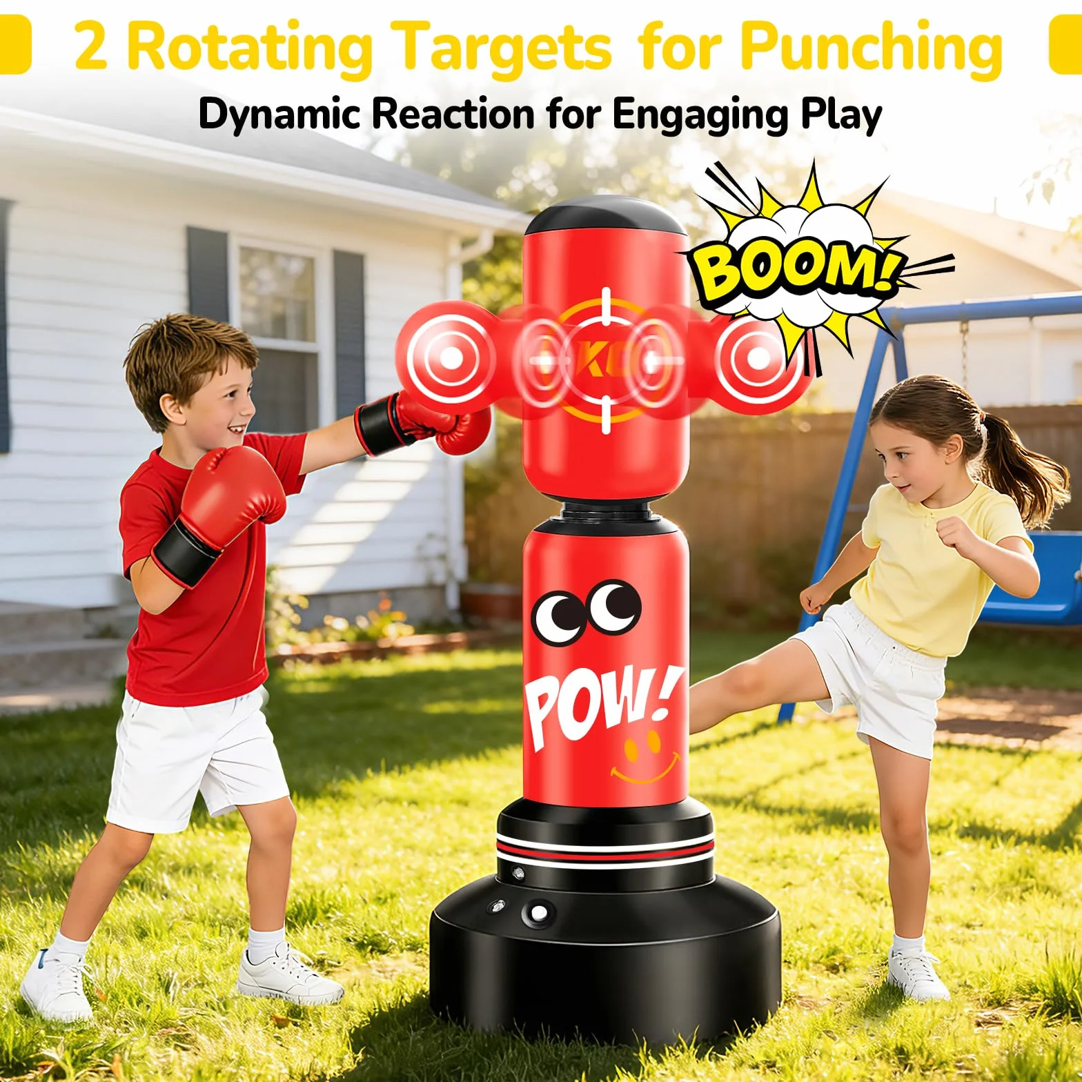 Saco Boxeo niños, Set de Boxeo con Bomba y Cuerda para Saltar Saco de Boxeo Hinchable Grande de 165cm, Regalos para niños y niñas de 3 a 12 años para Practicar kárate, Taekwondo