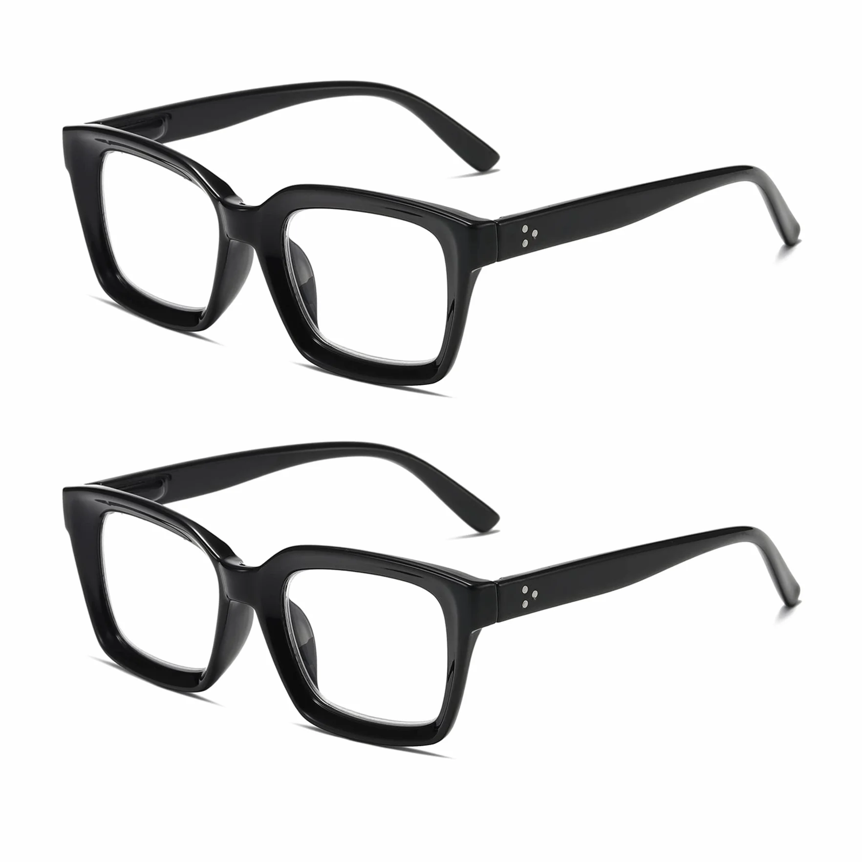 Hubeye Gafas de lectura cuadrados montura grande bisagra resorte anti luz azul Negro 2.50