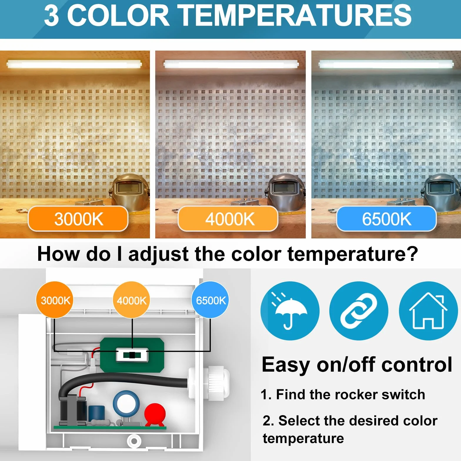 Lámpara LED de Techo Fluorescente 120cm 36W 3960LM 3000K-6500K IP65 Impermeable