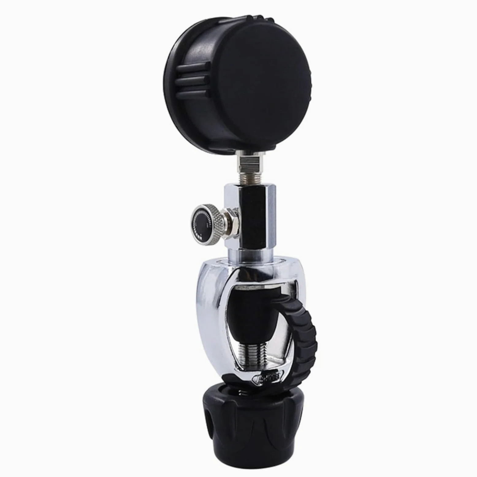 Medidor de cilindro de buceo de 5000 psi con válvula G5/8 con pantalla analógica protegida de goma para tanques de buceo, convertidor de latón compacto para tiendas de buceo, viajes