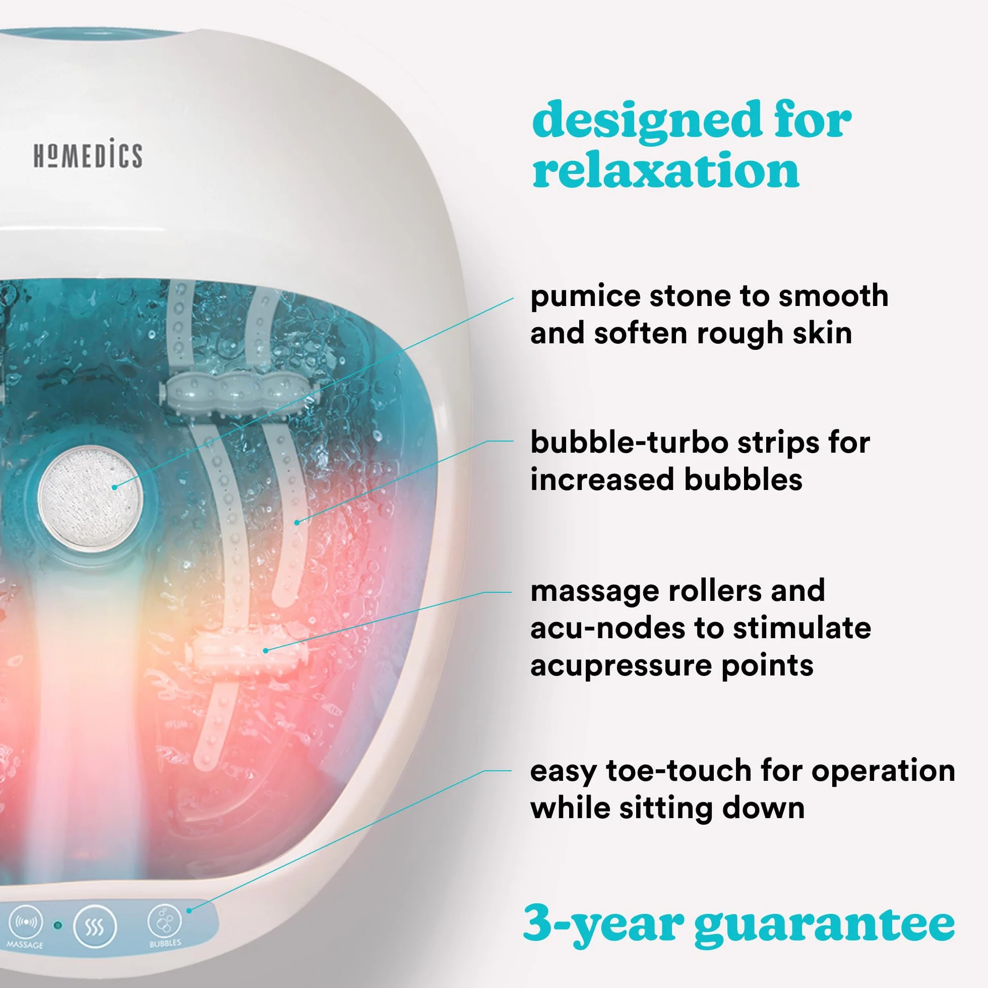 Homedics Bañera Spa masajeador para Pies 4 en 1, Hidromasaje, Terapia Magnética, Vibración y Calor