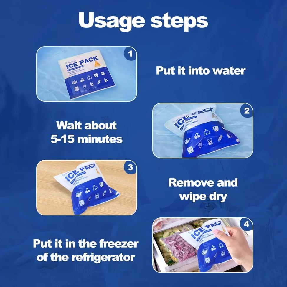 Blue Ice Packs para enfriadores, envío y fiambrera | Frío hasta 48 horas | Paquete de hielo reutilizable de tamaño delgado de larga duración | Paquetes de congelador de gel para camping, playa, pesca,