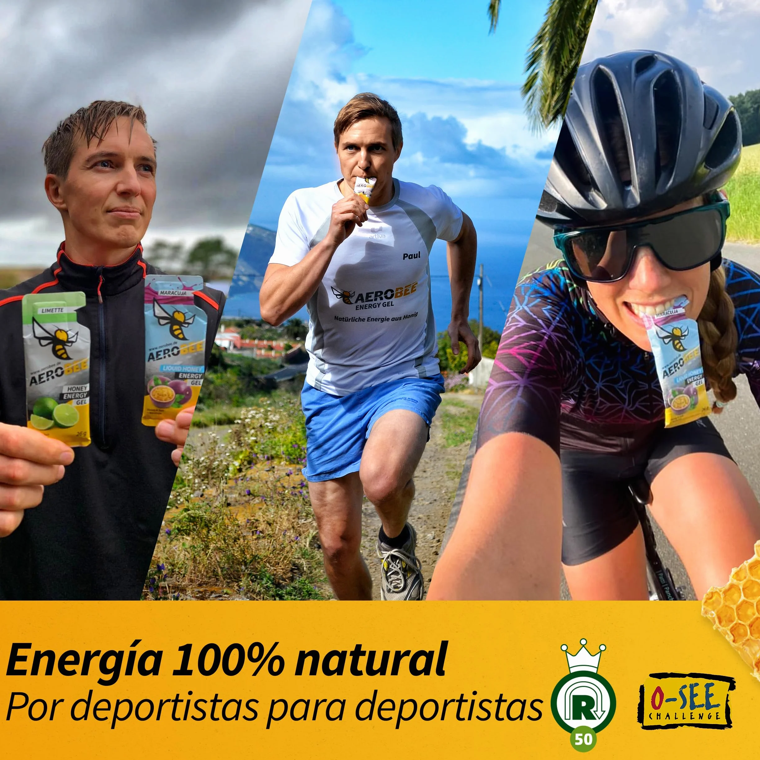 AEROBEE Energy Gel Classic Sabor a Miel y Sal 10x26g Gel Deportivo Energético Natural