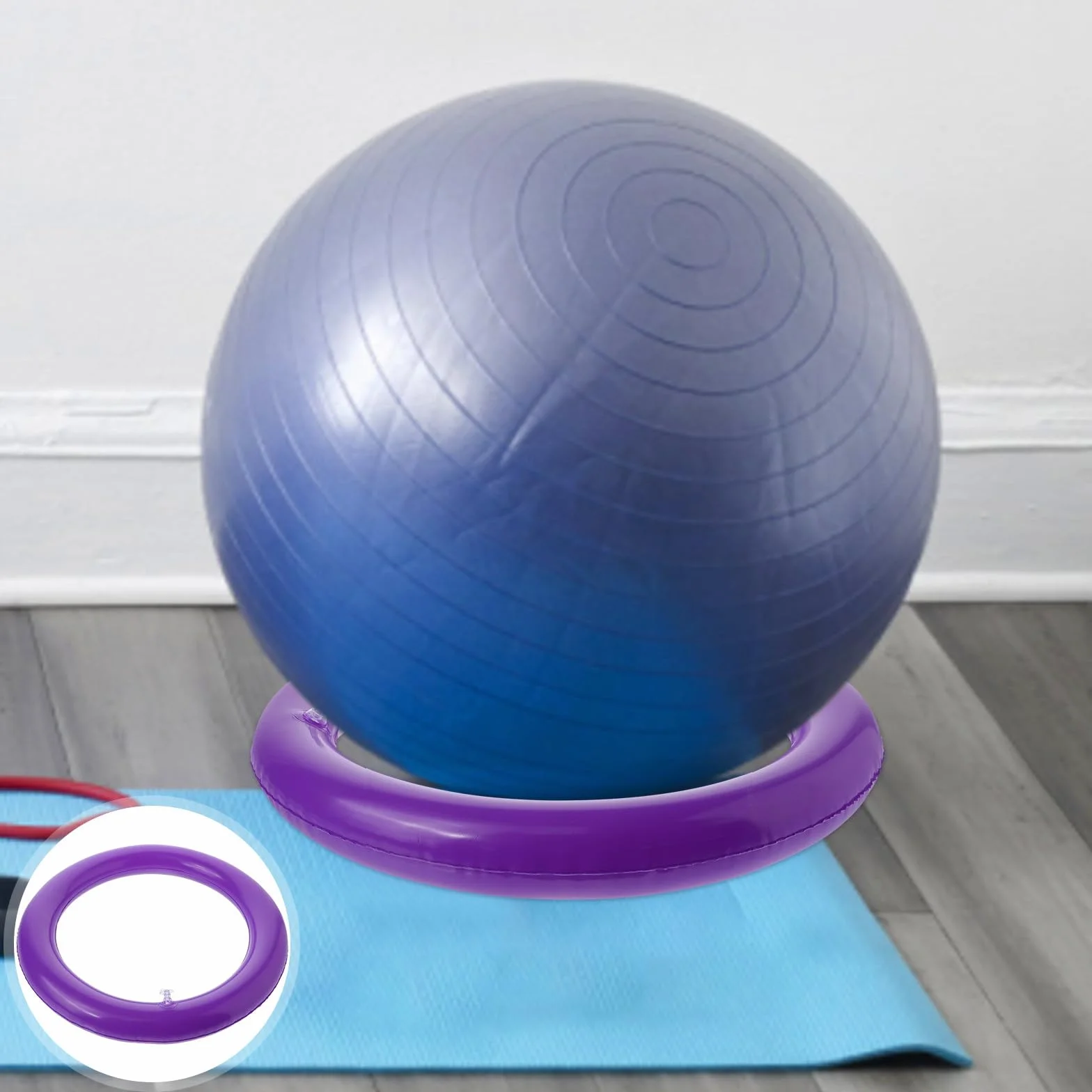 MAGICLULU Soporte Balón de Pilates Diseño de Anillo Fijador para Pelota de Yoga de PVC Púrpura, Base Redonda Estable y Fácil de Limpiar para Ejercicio y Entrenamiento